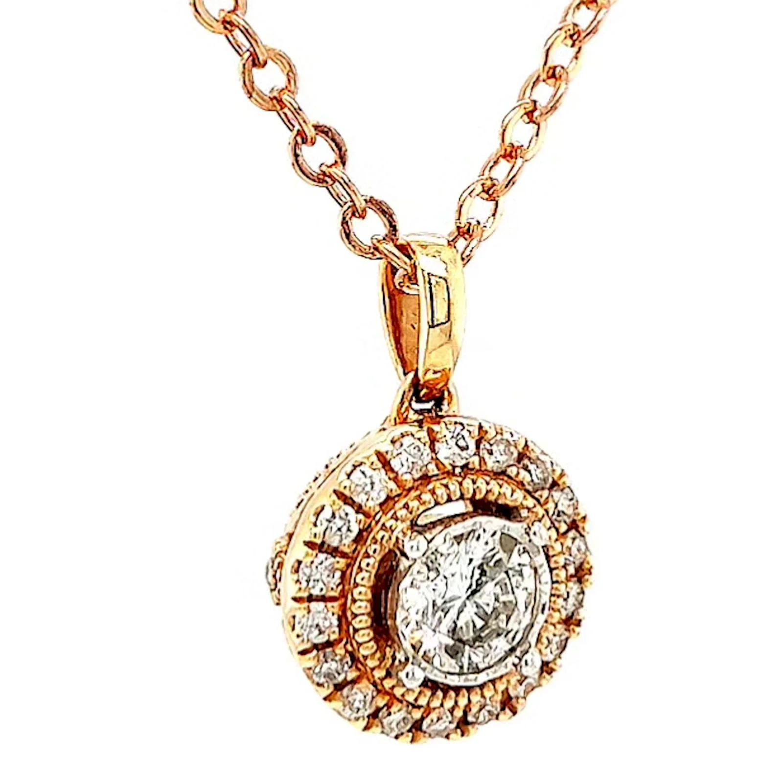Paris 14ct Rose and White Gold Round Brilliant Cut 0.38 CARAT tw of Diamonds Pendant - Image 70