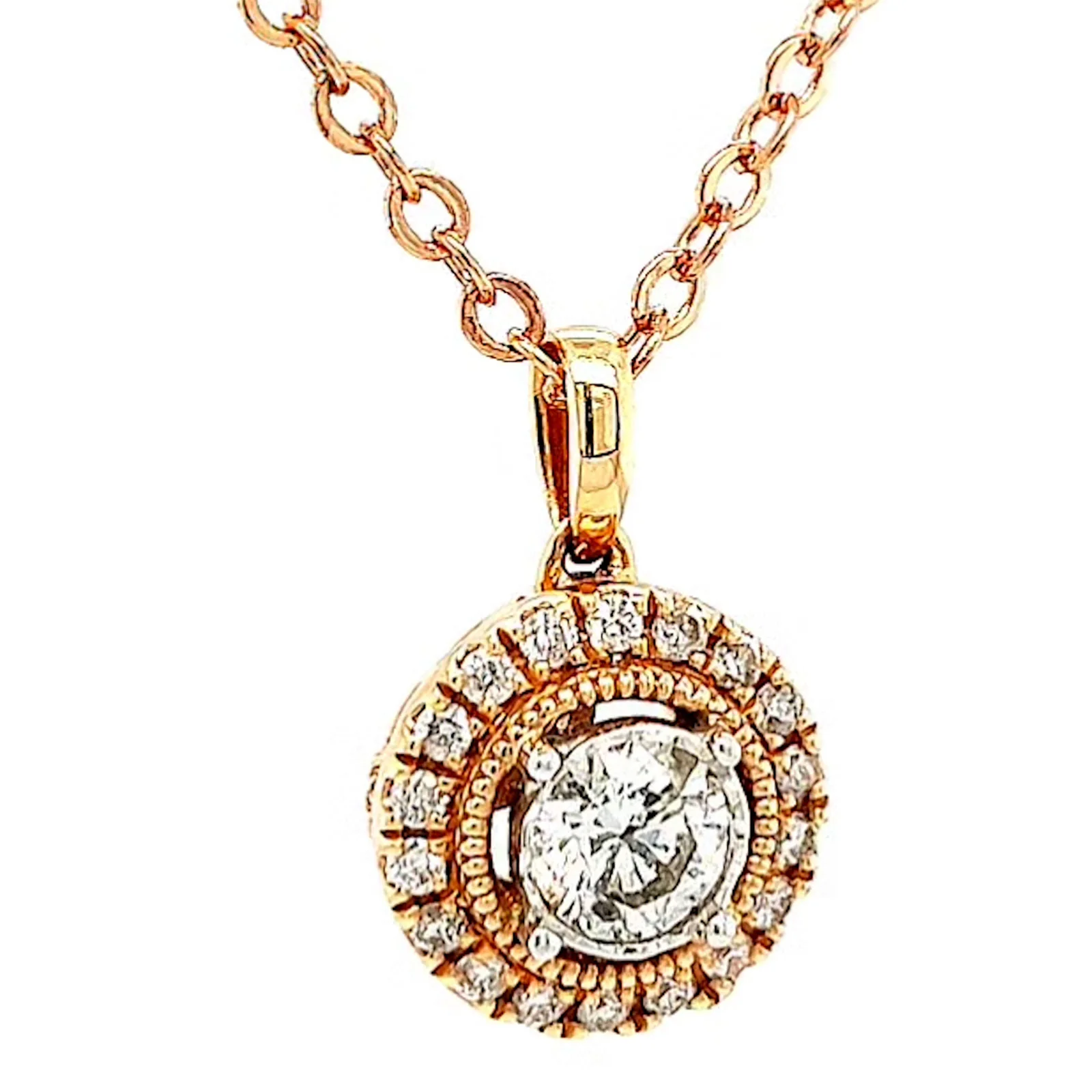 Paris 14ct Rose and White Gold Round Brilliant Cut 0.38 CARAT tw of Diamonds Pendant - Image 72