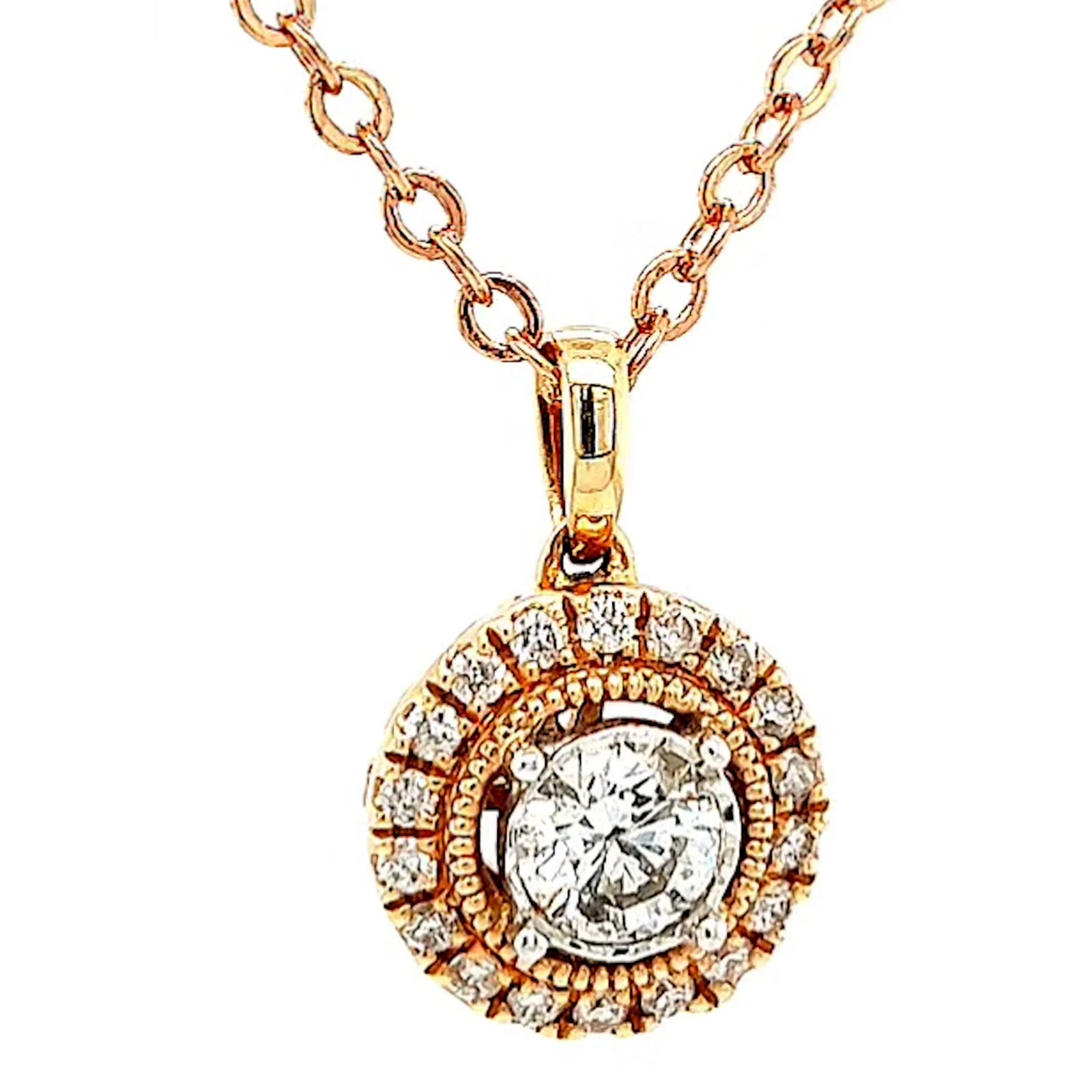 Paris 14ct Rose and White Gold Round Brilliant Cut 0.38 CARAT tw of Diamonds Pendant - Image 73