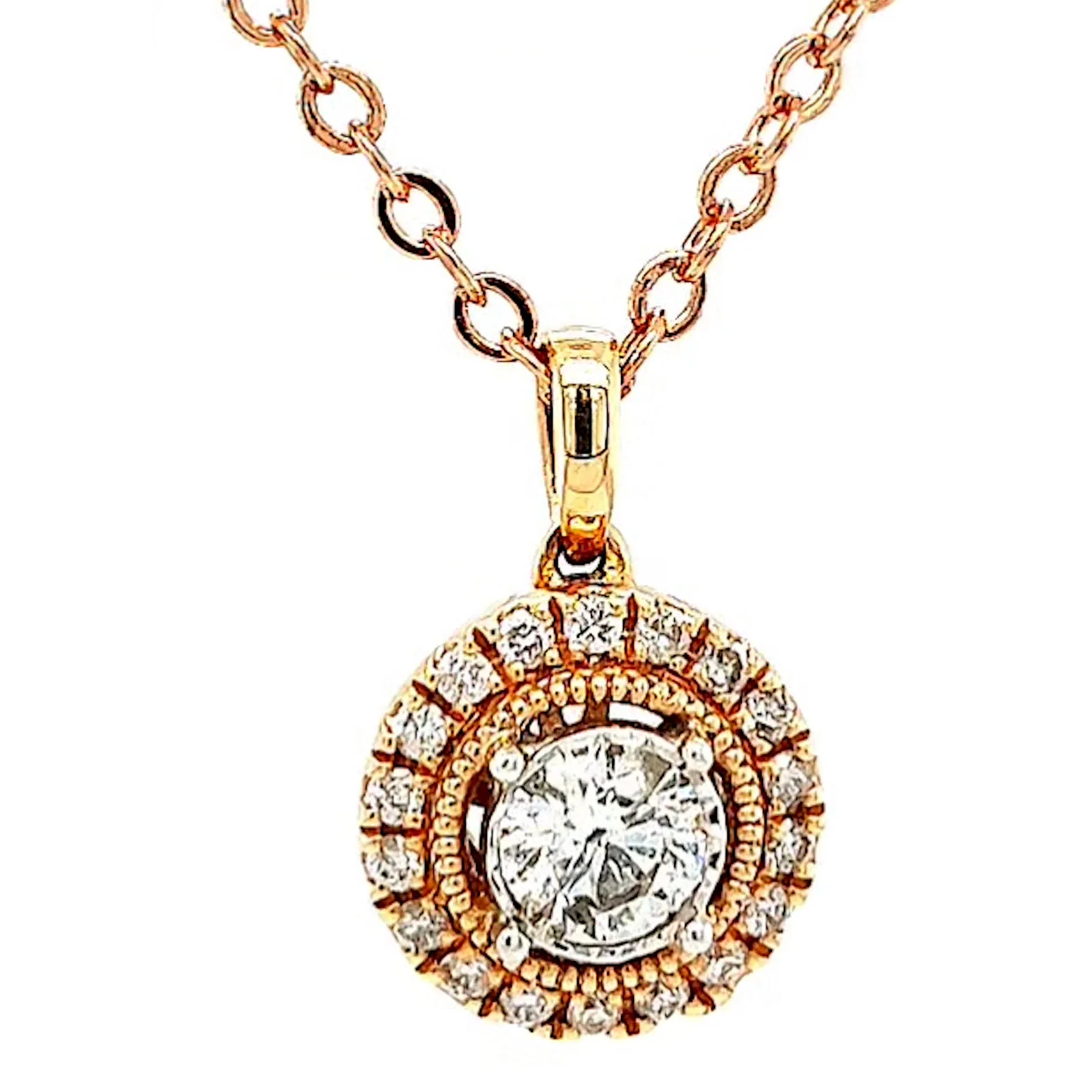 Paris 14ct Rose and White Gold Round Brilliant Cut 0.38 CARAT tw of Diamonds Pendant - Image 74