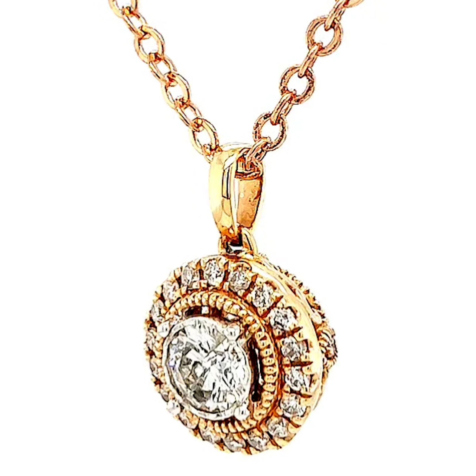 Paris 14ct Rose and White Gold Round Brilliant Cut 0.38 CARAT tw of Diamonds Pendant - Image 9