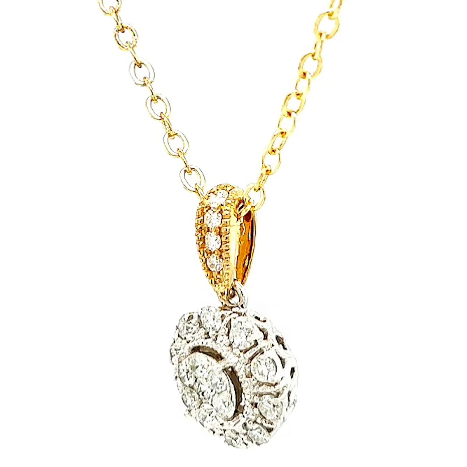 London 9ct Two Tone Gold Round Brilliant Cut 0.40 CARAT tw of Diamonds Pendant - Image 10