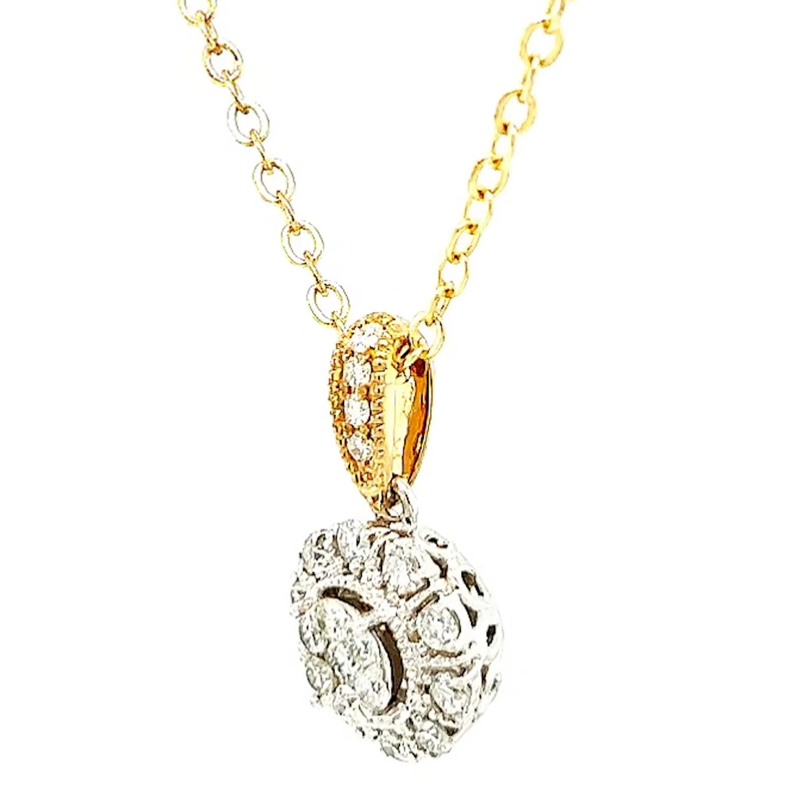 London 9ct Two Tone Gold Round Brilliant Cut 0.40 CARAT tw of Diamonds Pendant - Image 11