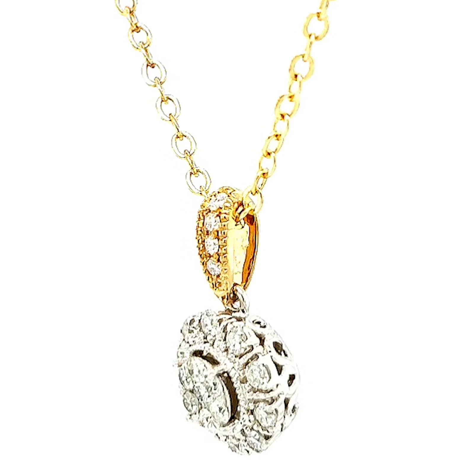 London 9ct Two Tone Gold Round Brilliant Cut 0.40 CARAT tw of Diamonds Pendant - Image 12