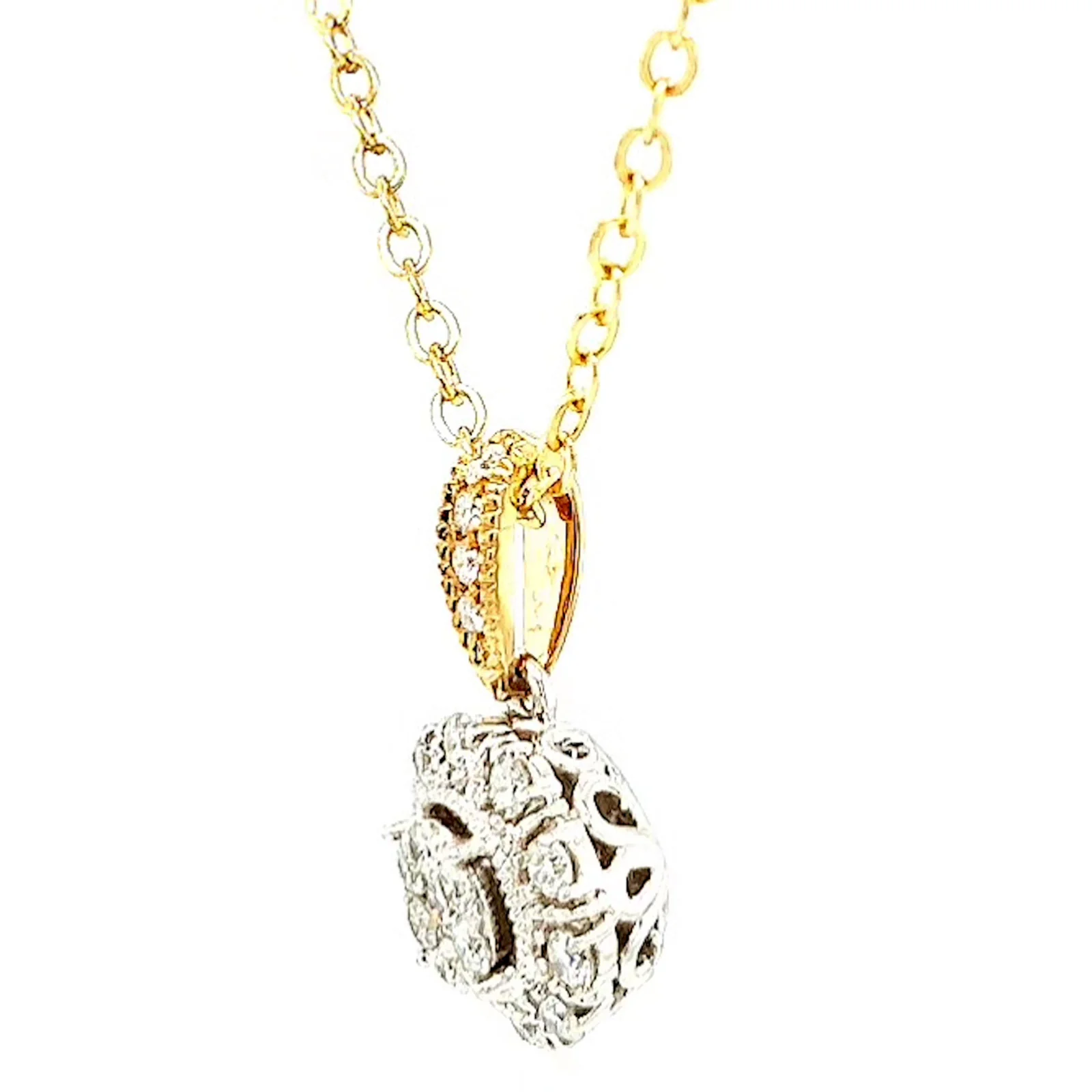 London 9ct Two Tone Gold Round Brilliant Cut 0.40 CARAT tw of Diamonds Pendant - Image 14