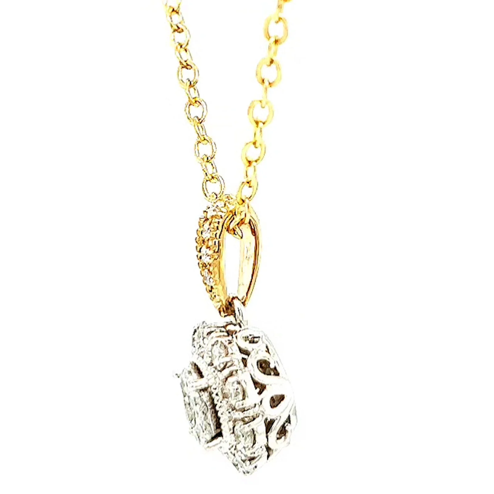 London 9ct Two Tone Gold Round Brilliant Cut 0.40 CARAT tw of Diamonds Pendant - Image 16