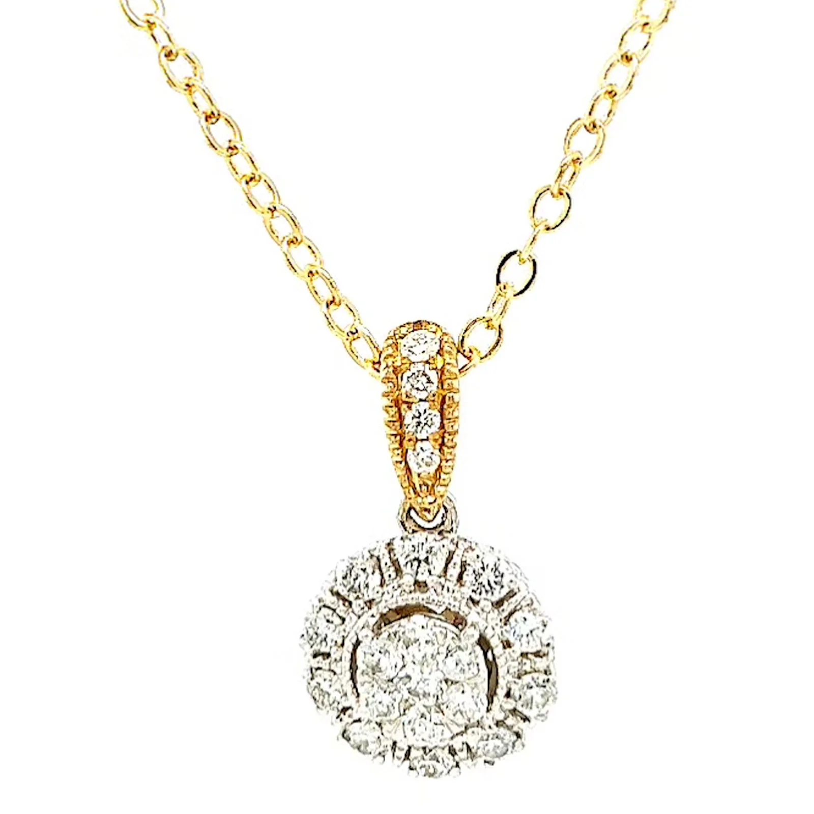London 9ct Two Tone Gold Round Brilliant Cut 0.40 CARAT tw of Diamonds Pendant - Image 3