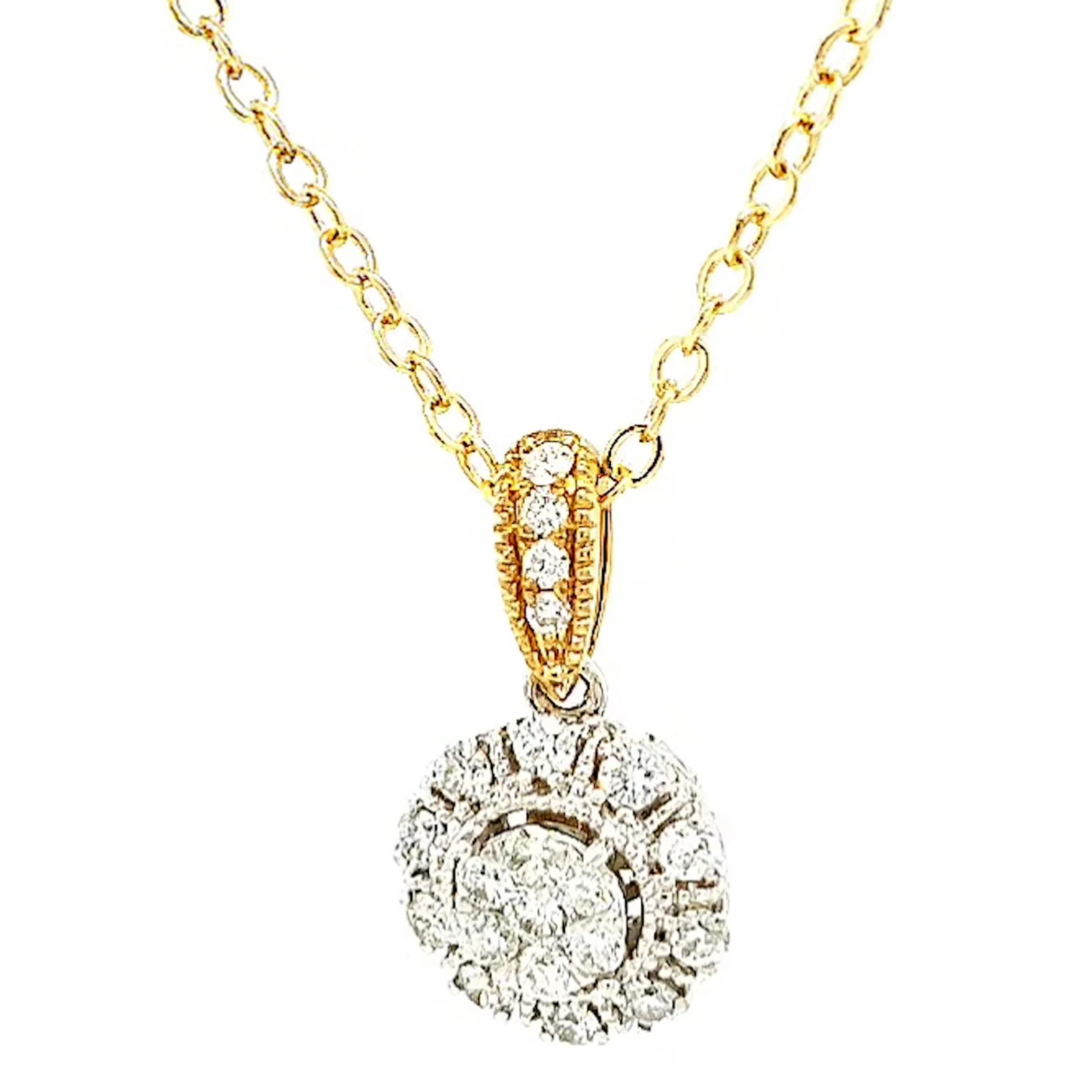 London 9ct Two Tone Gold Round Brilliant Cut 0.40 CARAT tw of Diamonds Pendant - Image 5