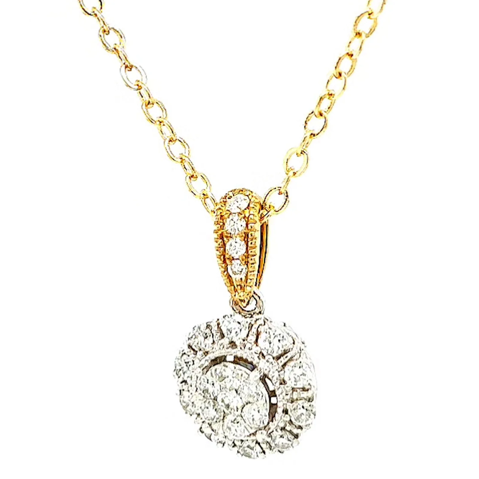 London 9ct Two Tone Gold Round Brilliant Cut 0.40 CARAT tw of Diamonds Pendant - Image 6