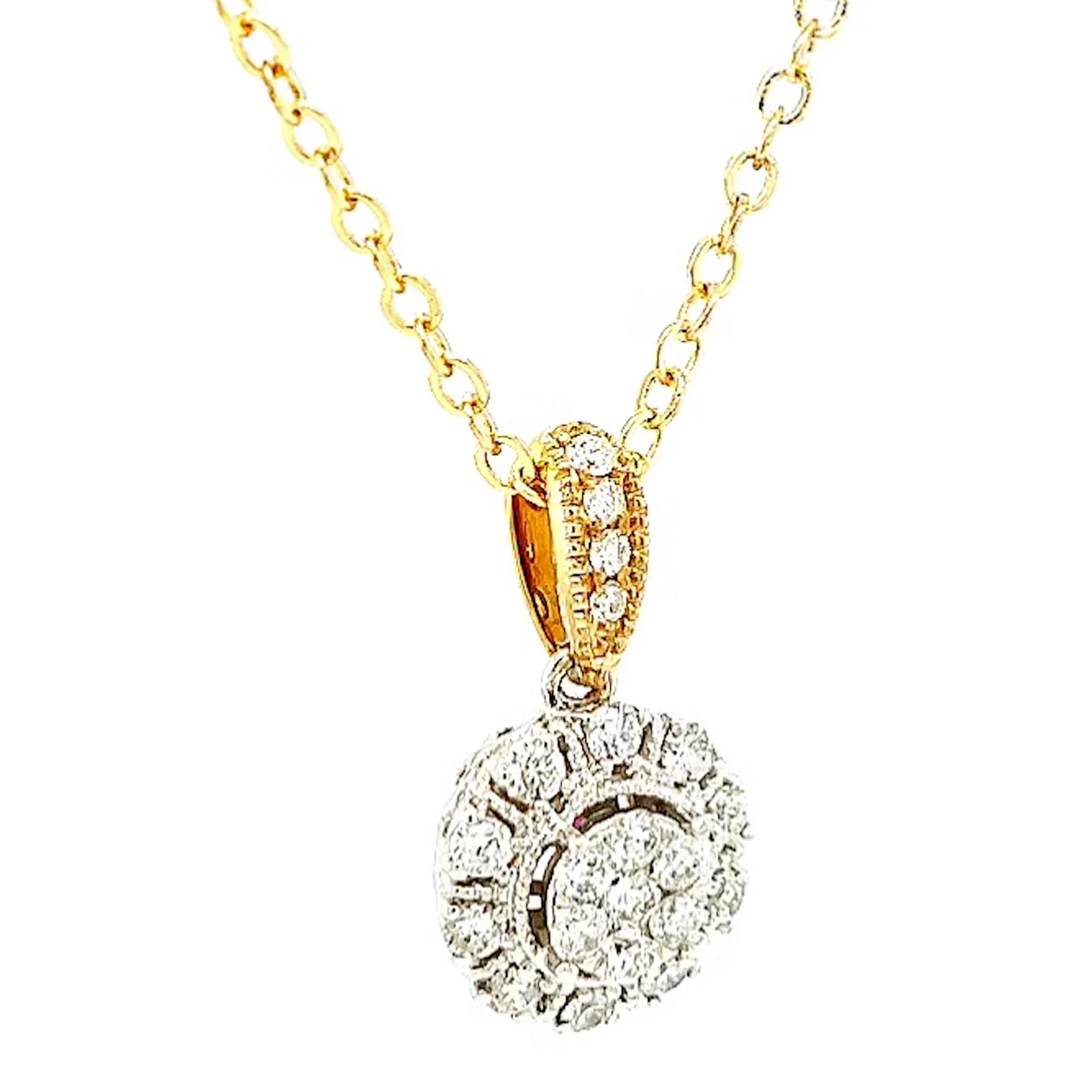 London 9ct Two Tone Gold Round Brilliant Cut 0.40 CARAT tw of Diamonds Pendant - Image 69