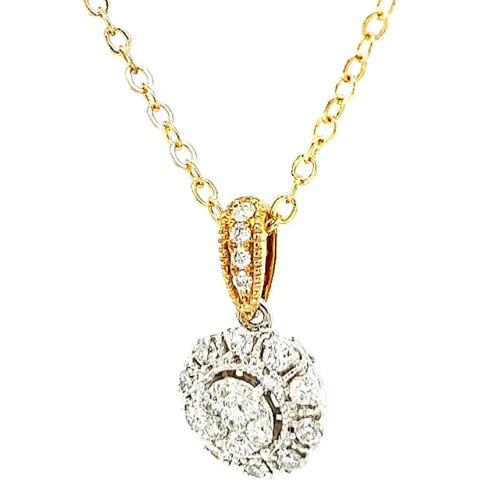 London 9ct Two Tone Gold Round Brilliant Cut 0.40 CARAT tw of Diamonds Pendant - Image 7