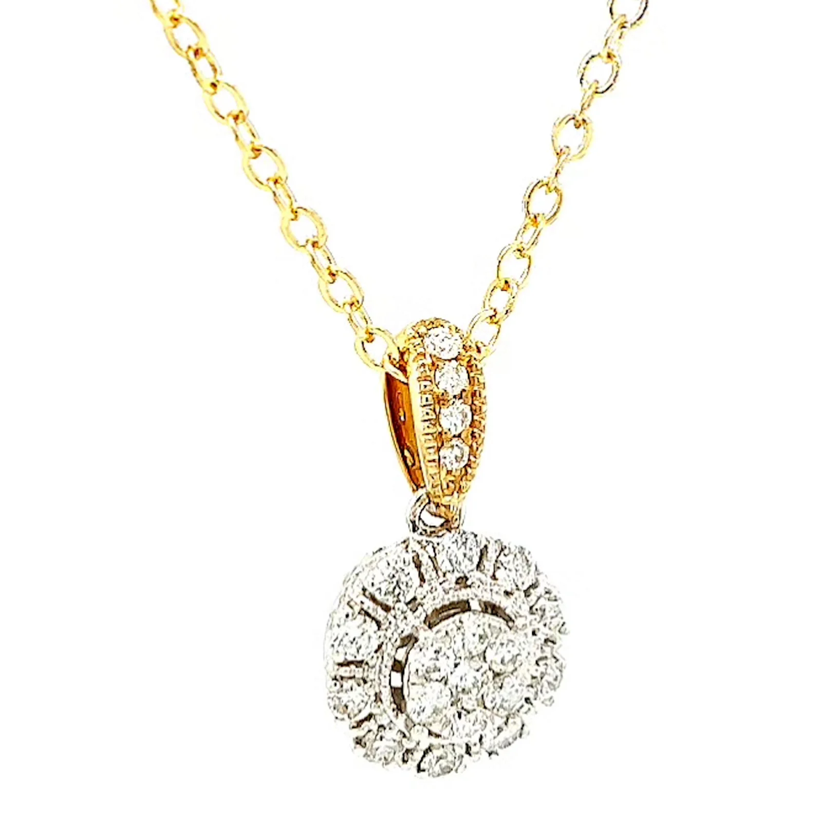 London 9ct Two Tone Gold Round Brilliant Cut 0.40 CARAT tw of Diamonds Pendant - Image 70