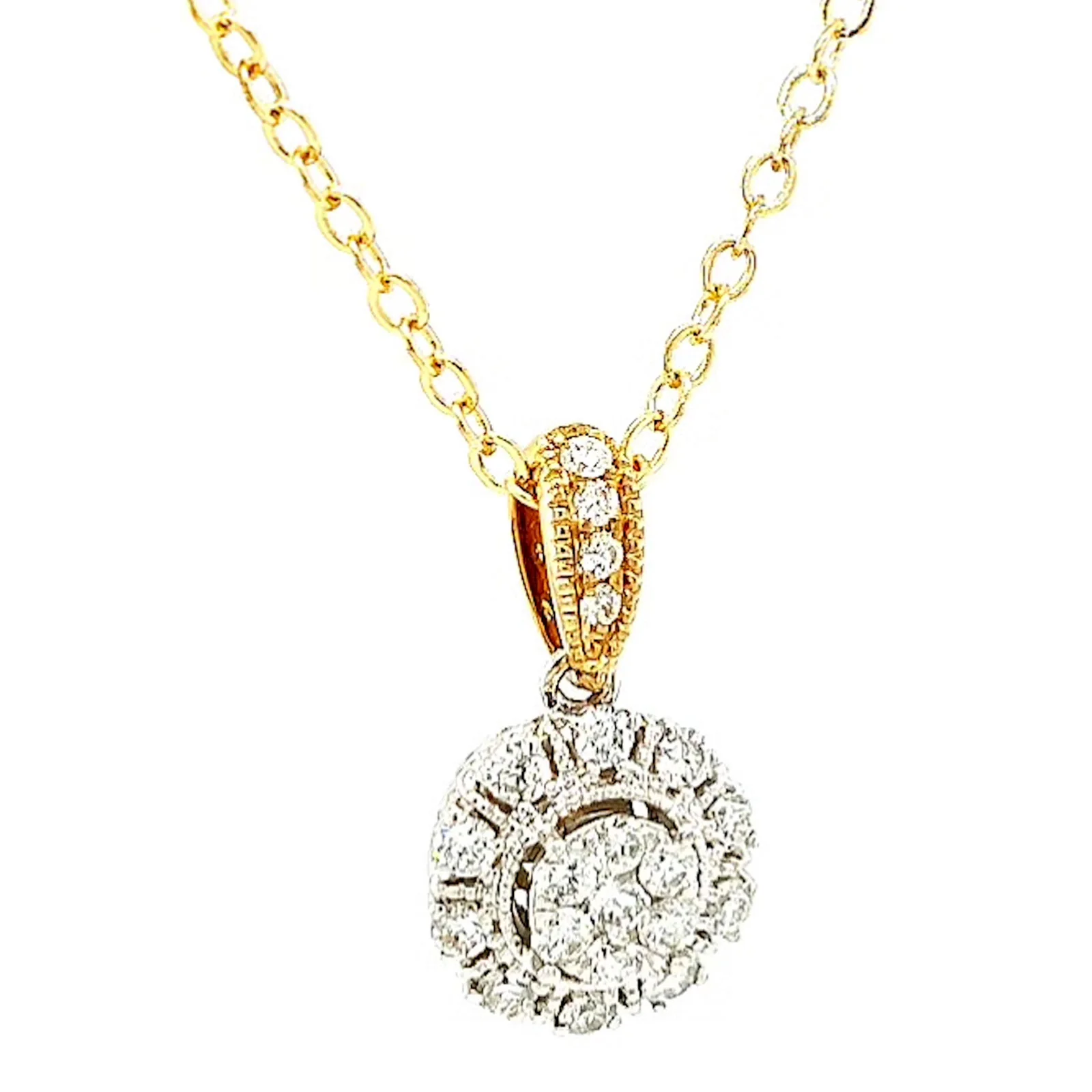 London 9ct Two Tone Gold Round Brilliant Cut 0.40 CARAT tw of Diamonds Pendant - Image 71