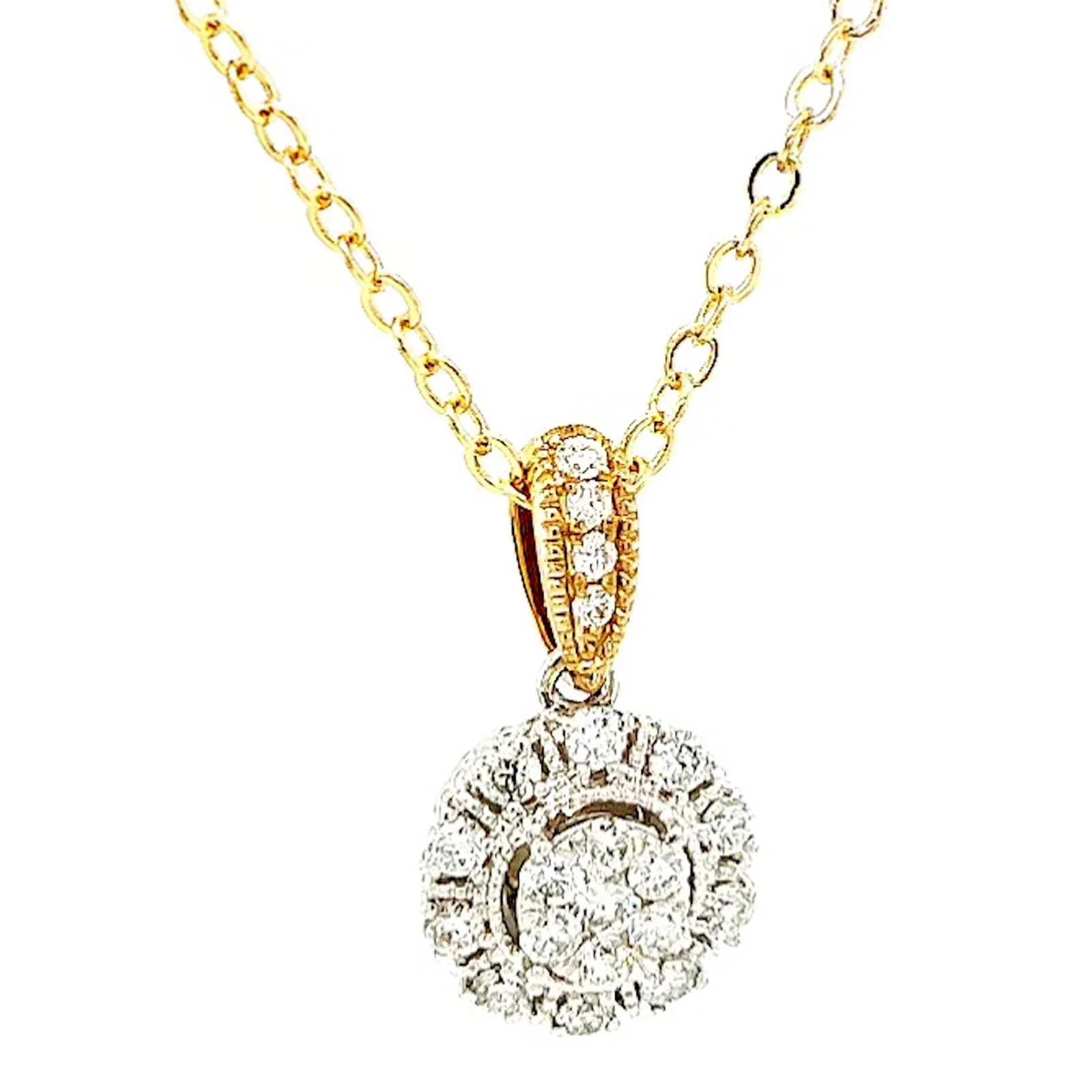 London 9ct Two Tone Gold Round Brilliant Cut 0.40 CARAT tw of Diamonds Pendant - Image 72