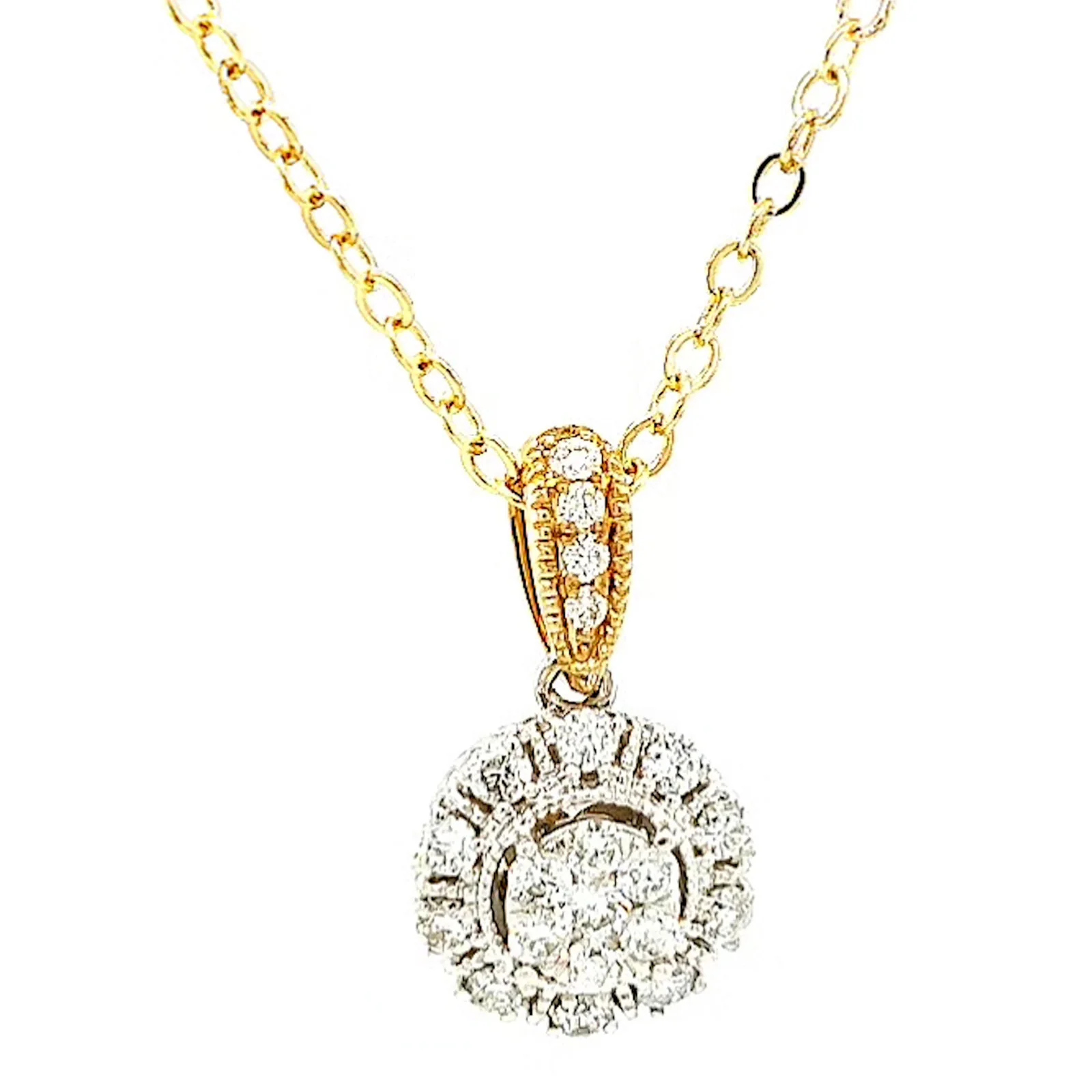 London 9ct Two Tone Gold Round Brilliant Cut 0.40 CARAT tw of Diamonds Pendant - Image 73