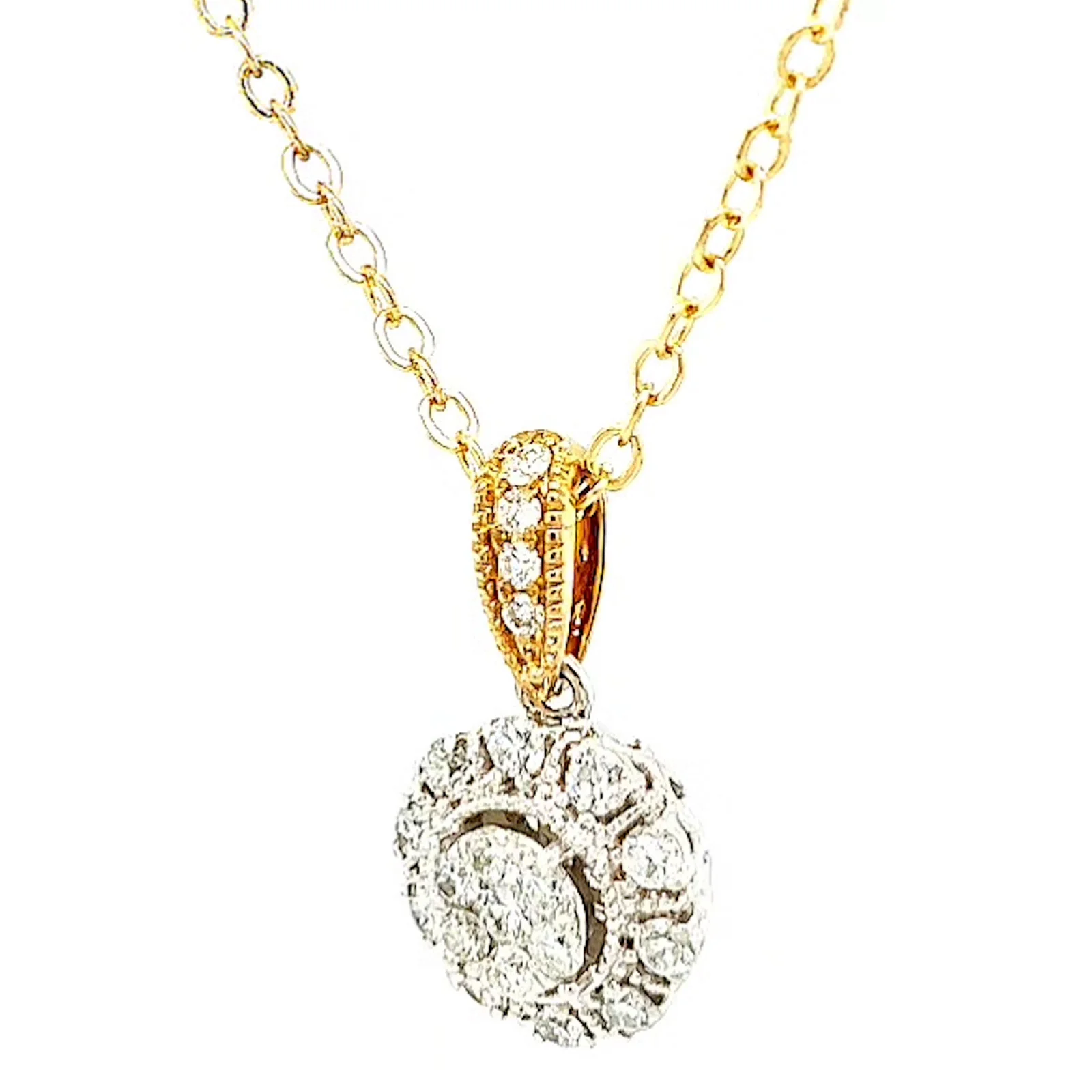 London 9ct Two Tone Gold Round Brilliant Cut 0.40 CARAT tw of Diamonds Pendant - Image 8