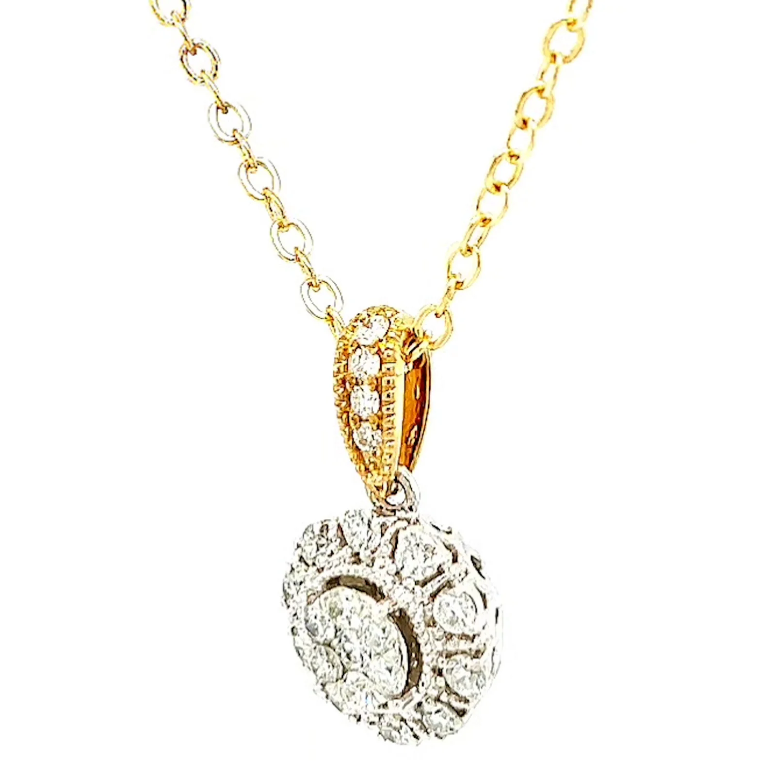 London 9ct Two Tone Gold Round Brilliant Cut 0.40 CARAT tw of Diamonds Pendant - Image 9