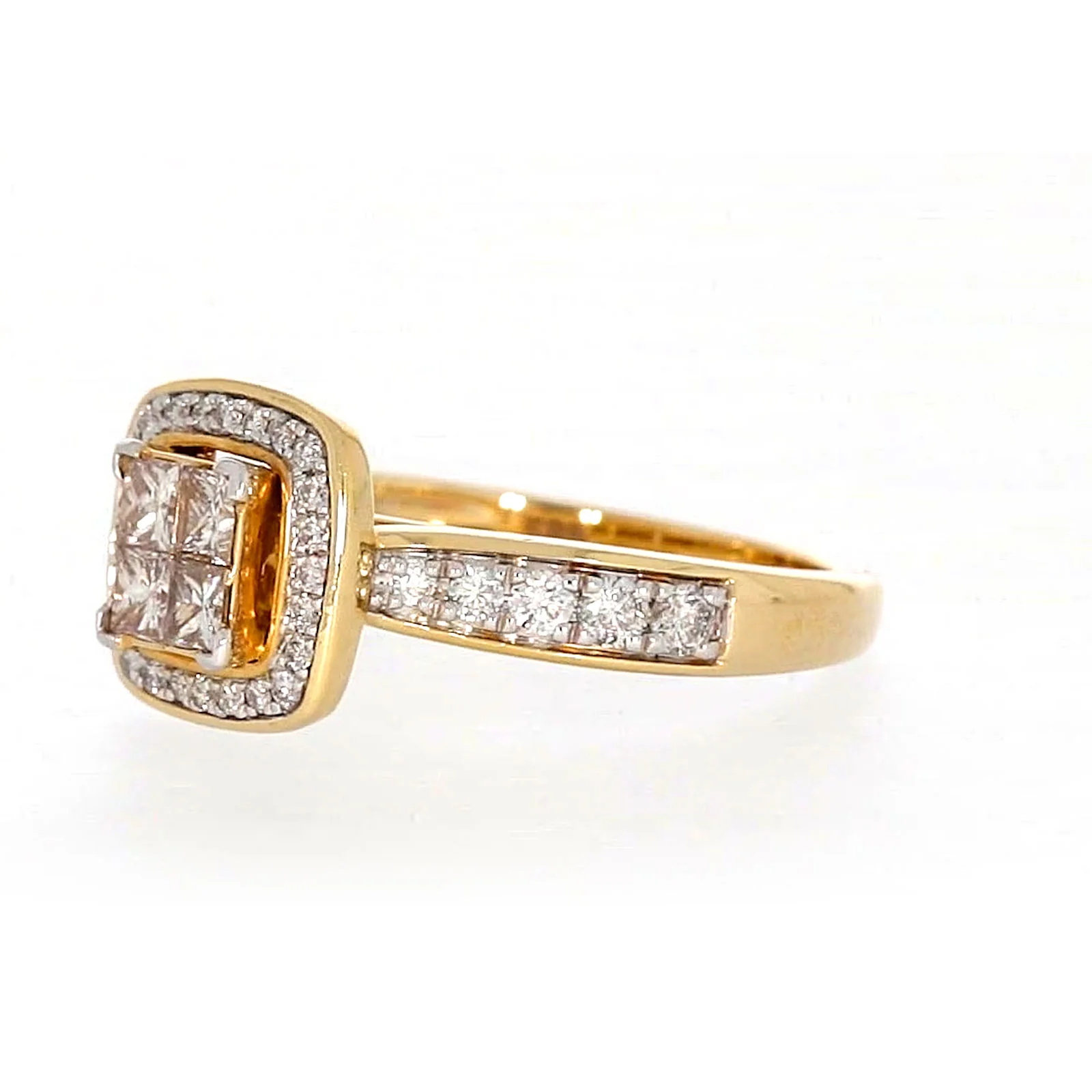 New York 14ct Yellow Gold Round Brilliant & Princess Cut 3/4 Carat tw of Diamonds Ring - Image 11
