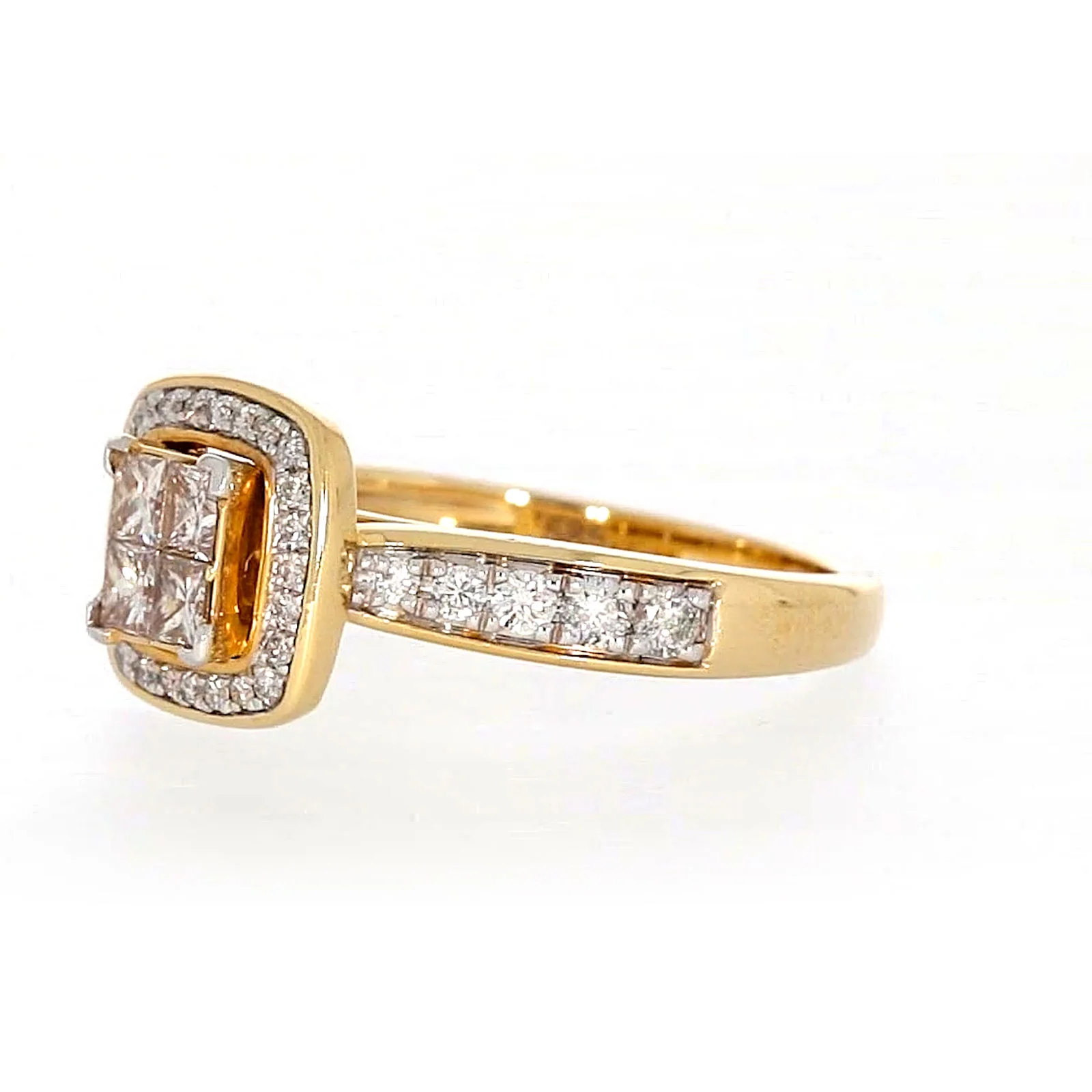 New York 14ct Yellow Gold Round Brilliant & Princess Cut 3/4 Carat tw of Diamonds Ring - Image 12