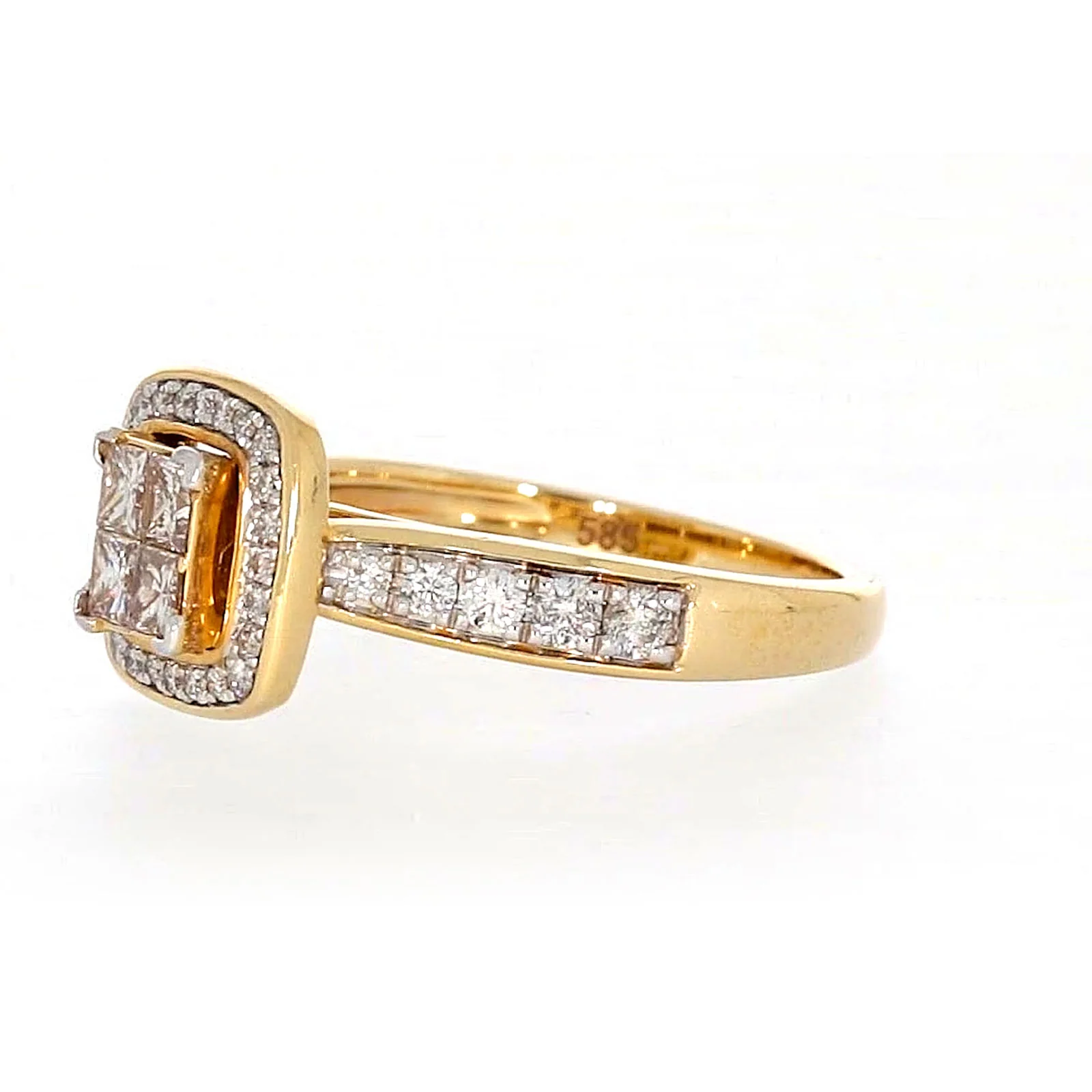 New York 14ct Yellow Gold Round Brilliant & Princess Cut 3/4 Carat tw of Diamonds Ring - Image 13