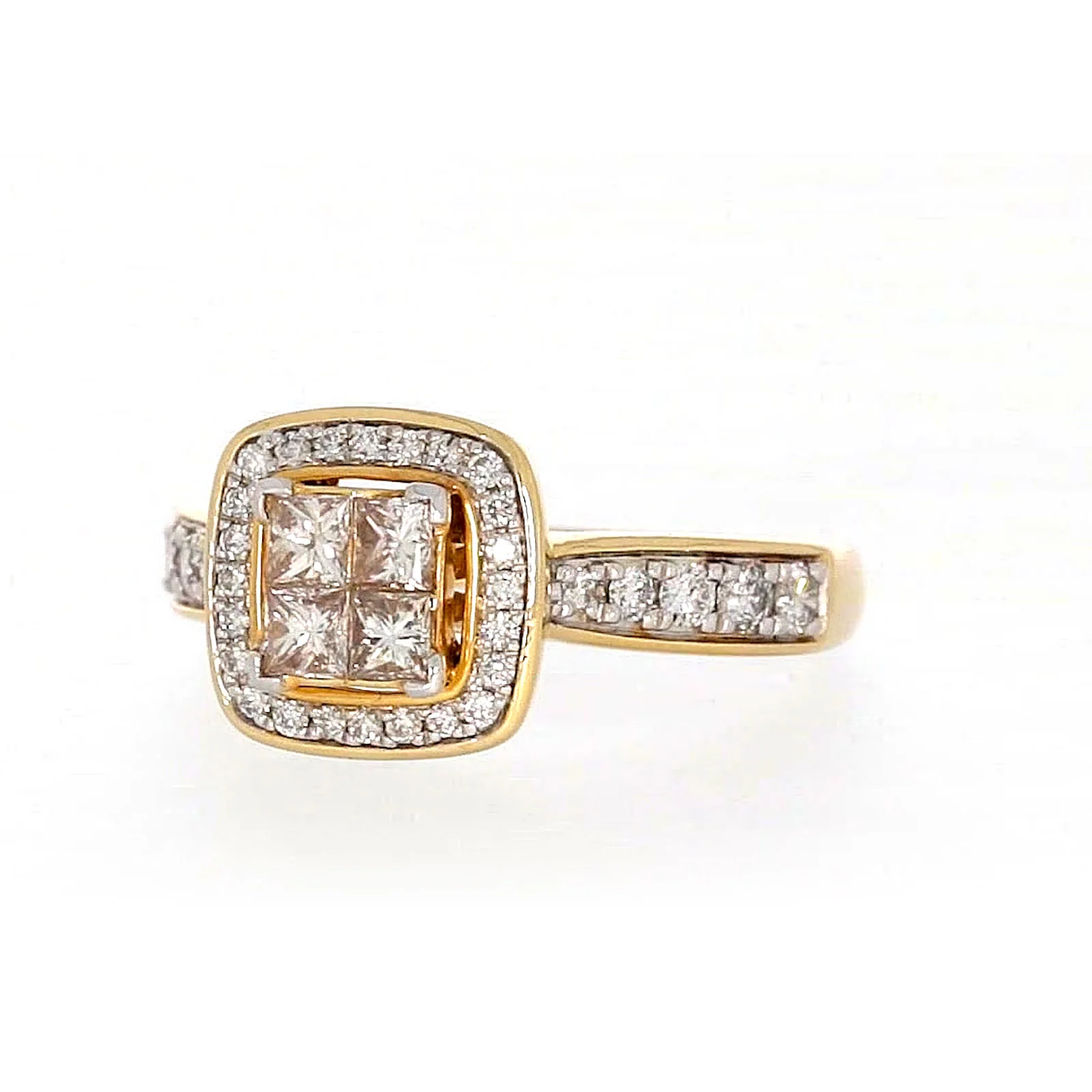 New York 14ct Yellow Gold Round Brilliant & Princess Cut 3/4 Carat tw of Diamonds Ring - Image 5