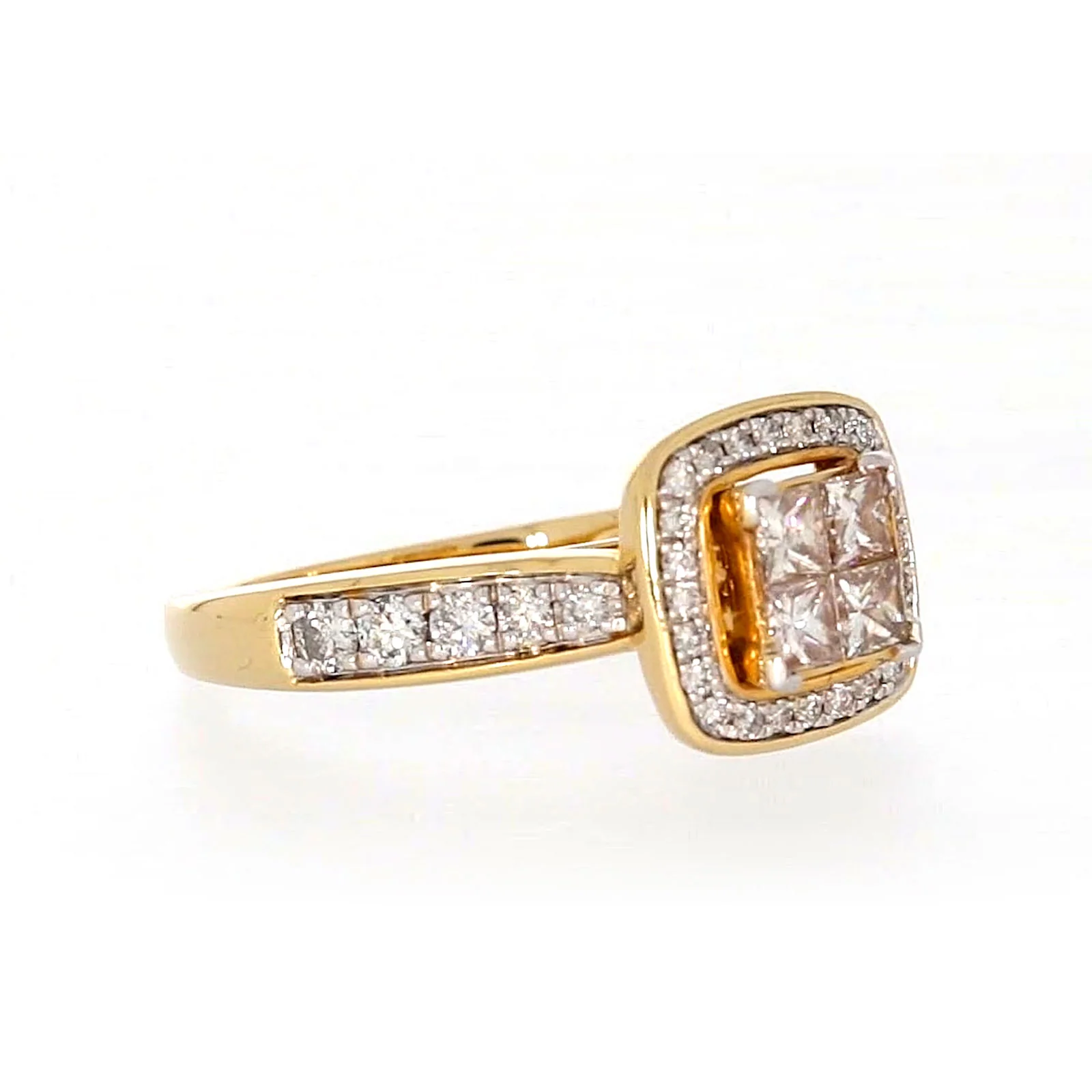 New York 14ct Yellow Gold Round Brilliant & Princess Cut 3/4 Carat tw of Diamonds Ring - Image 67