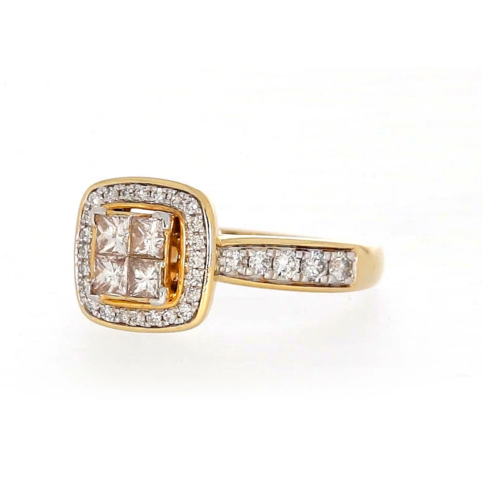 New York 14ct Yellow Gold Round Brilliant & Princess Cut 3/4 Carat tw of Diamonds Ring - Image 7