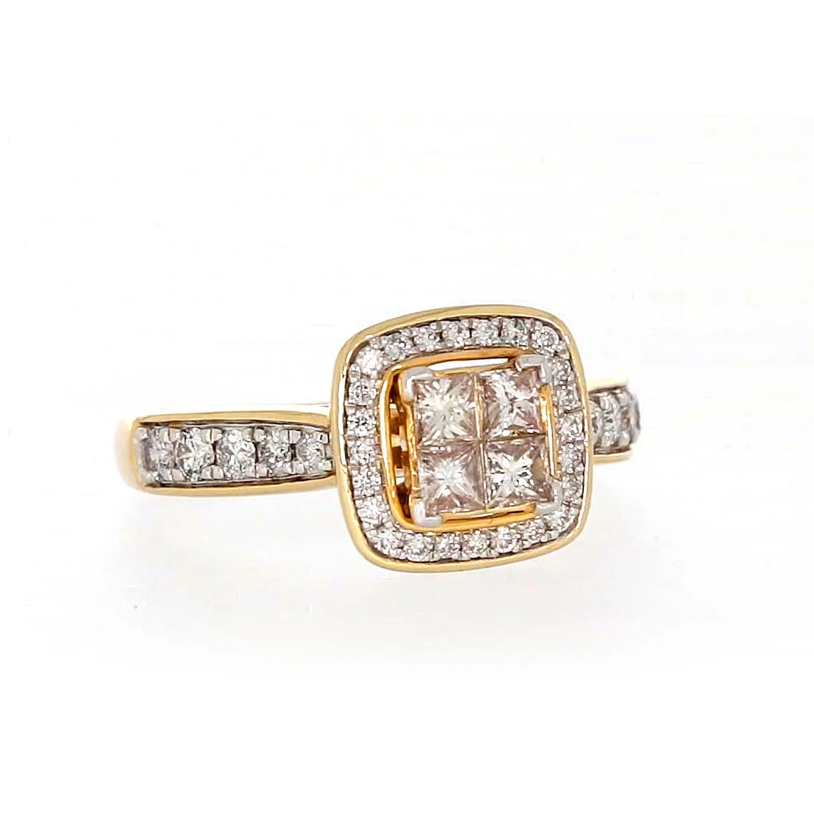 New York 14ct Yellow Gold Round Brilliant & Princess Cut 3/4 Carat tw of Diamonds Ring - Image 72