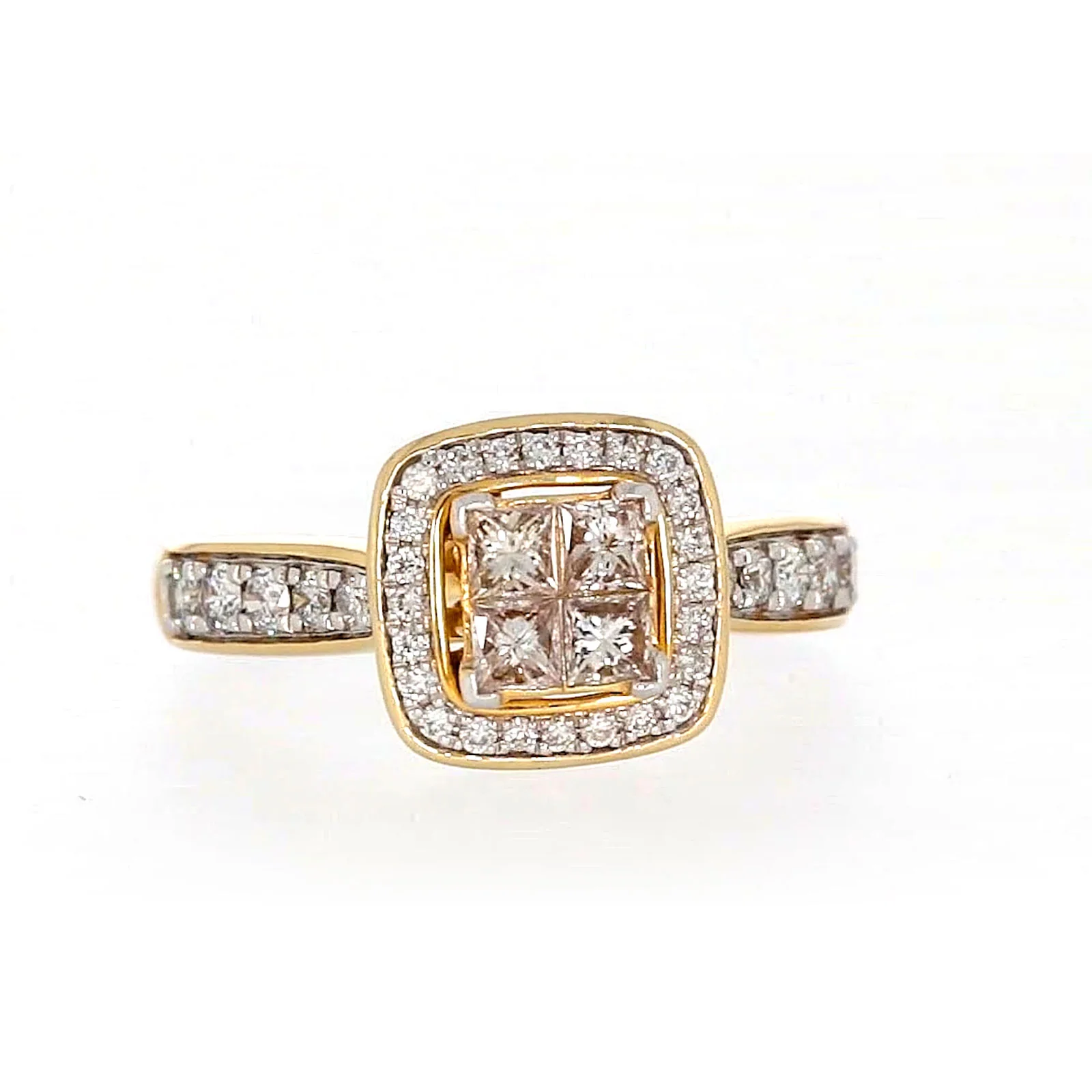 New York 14ct Yellow Gold Round Brilliant & Princess Cut 3/4 Carat tw of Diamonds Ring - Image 74