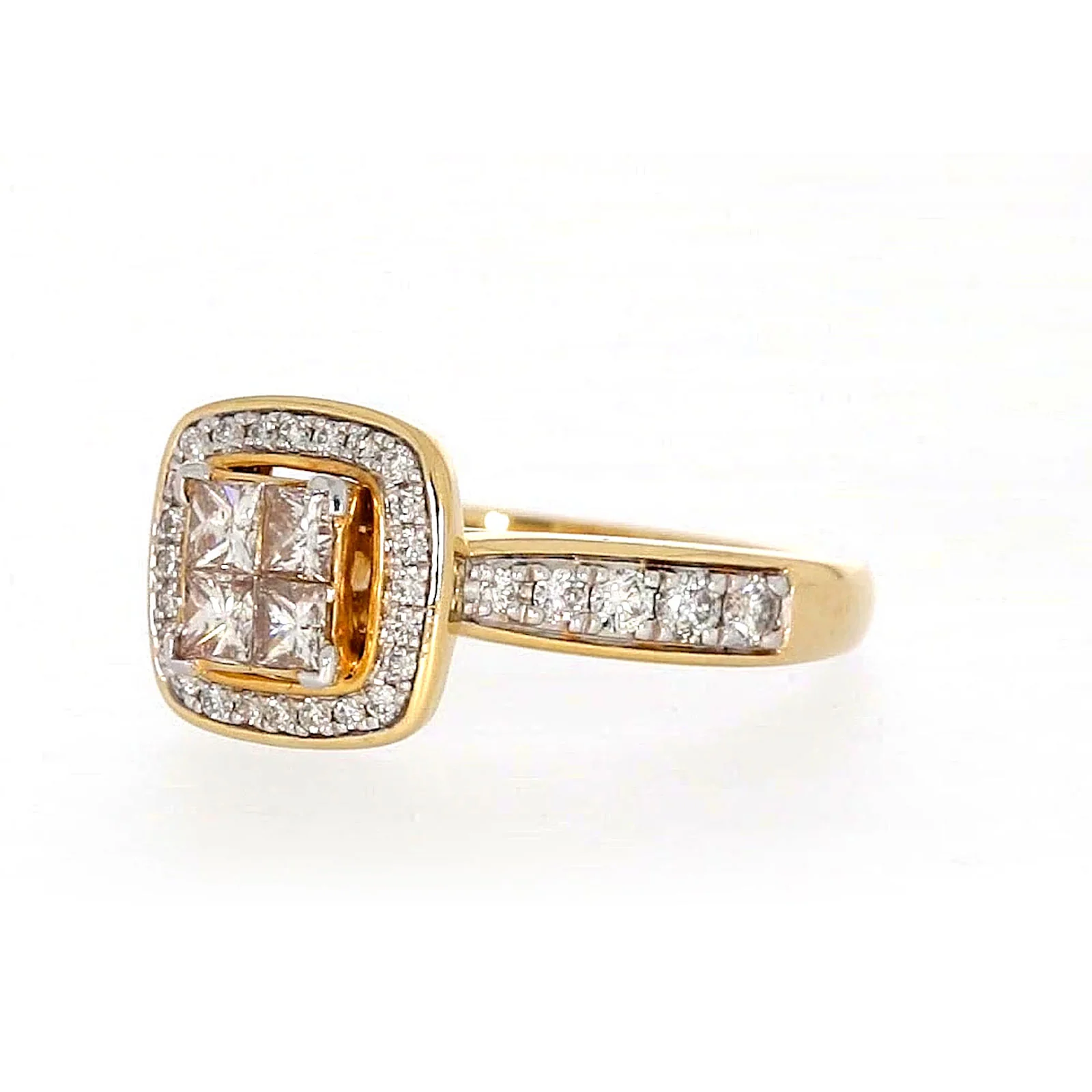 New York 14ct Yellow Gold Round Brilliant & Princess Cut 3/4 Carat tw of Diamonds Ring - Image 8