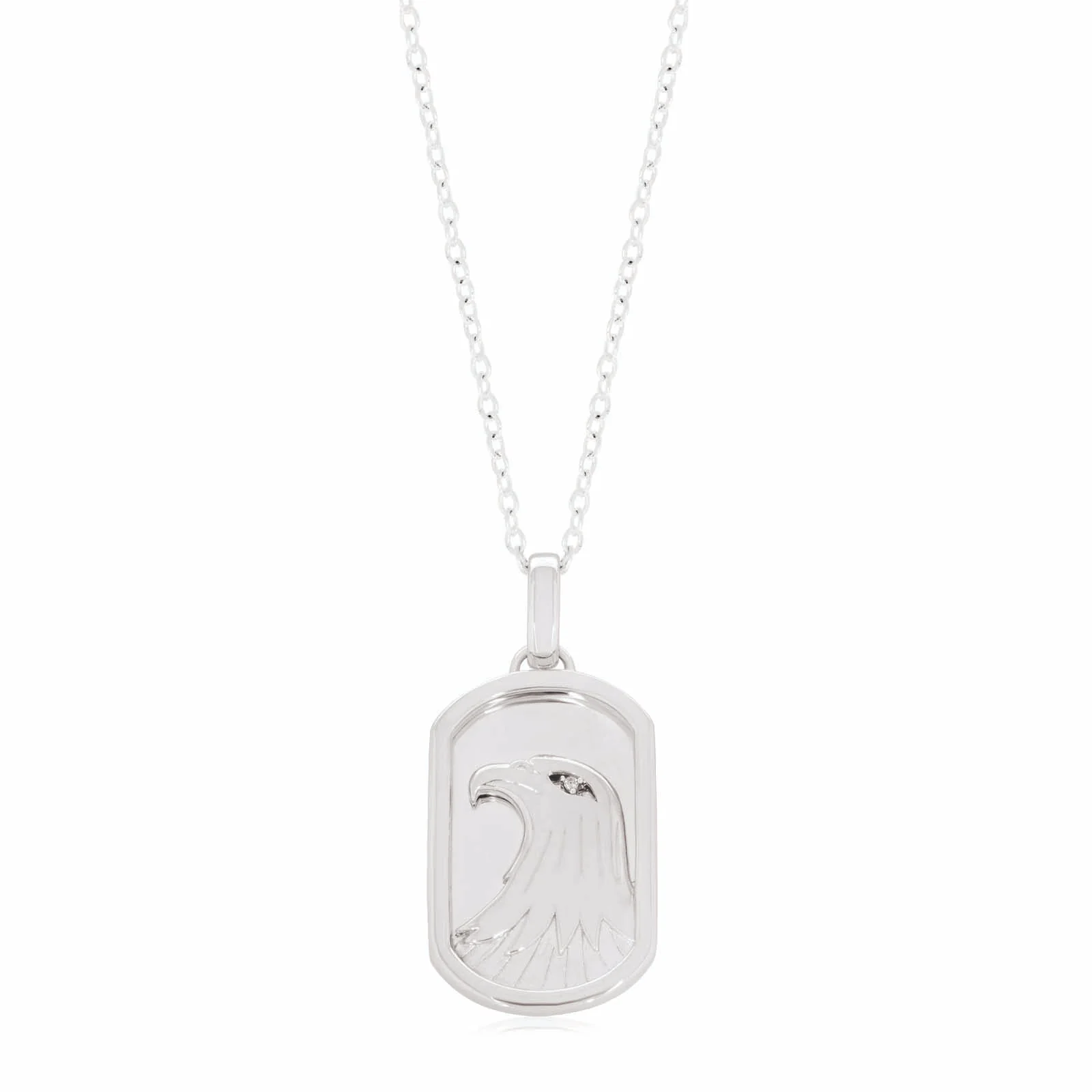 Sterling Silver Round Cubic Zirconia Eagle Pendant