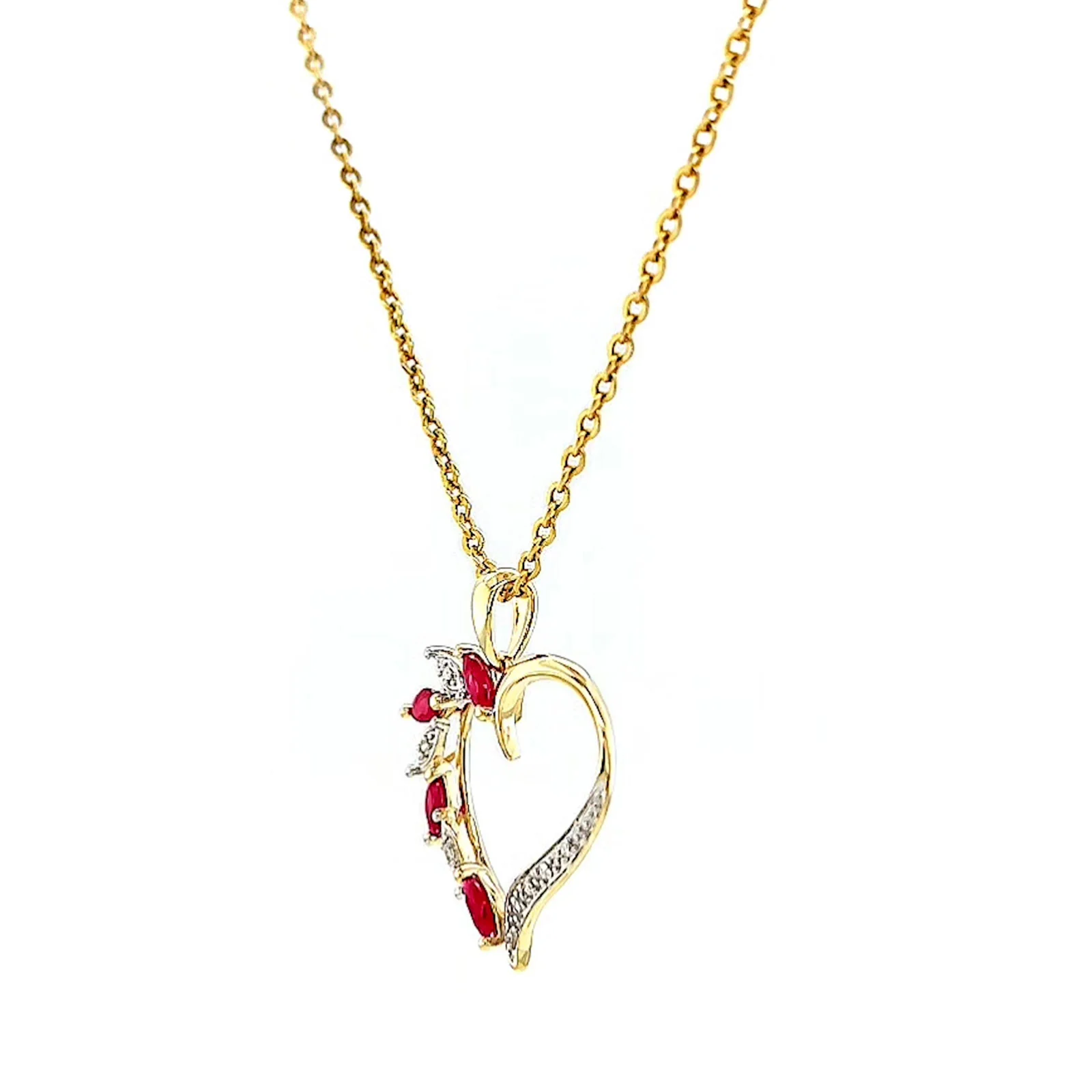 9ct Yellow Gold Marquise    Natural Ruby Diamond Set Pendant - Image 13