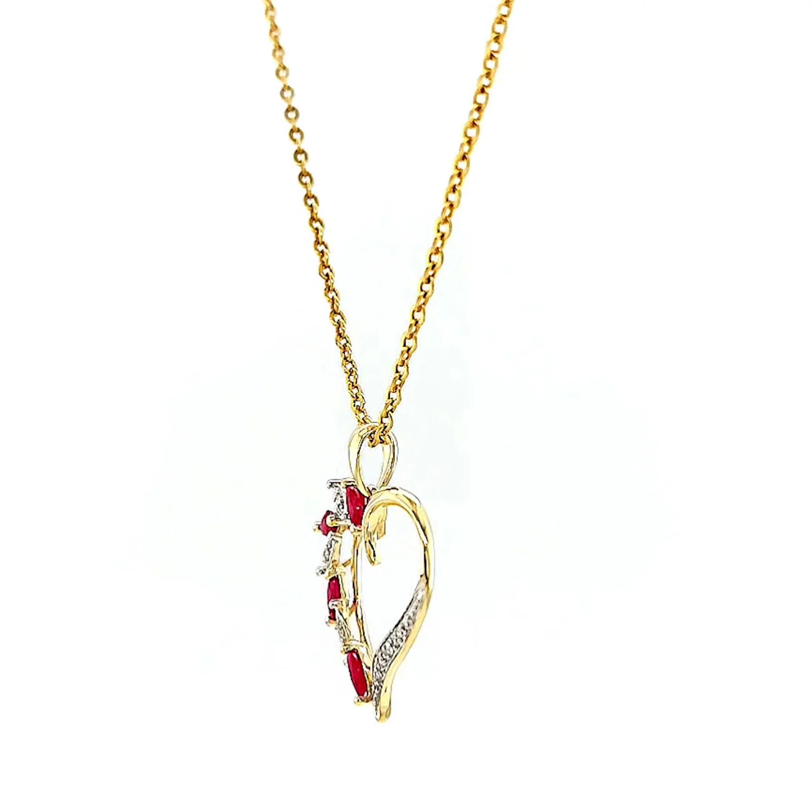 9ct Yellow Gold Marquise    Natural Ruby Diamond Set Pendant - Image 15