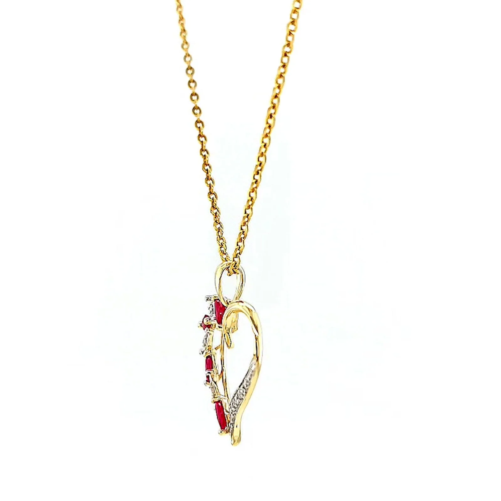 9ct Yellow Gold Marquise    Natural Ruby Diamond Set Pendant - Image 16