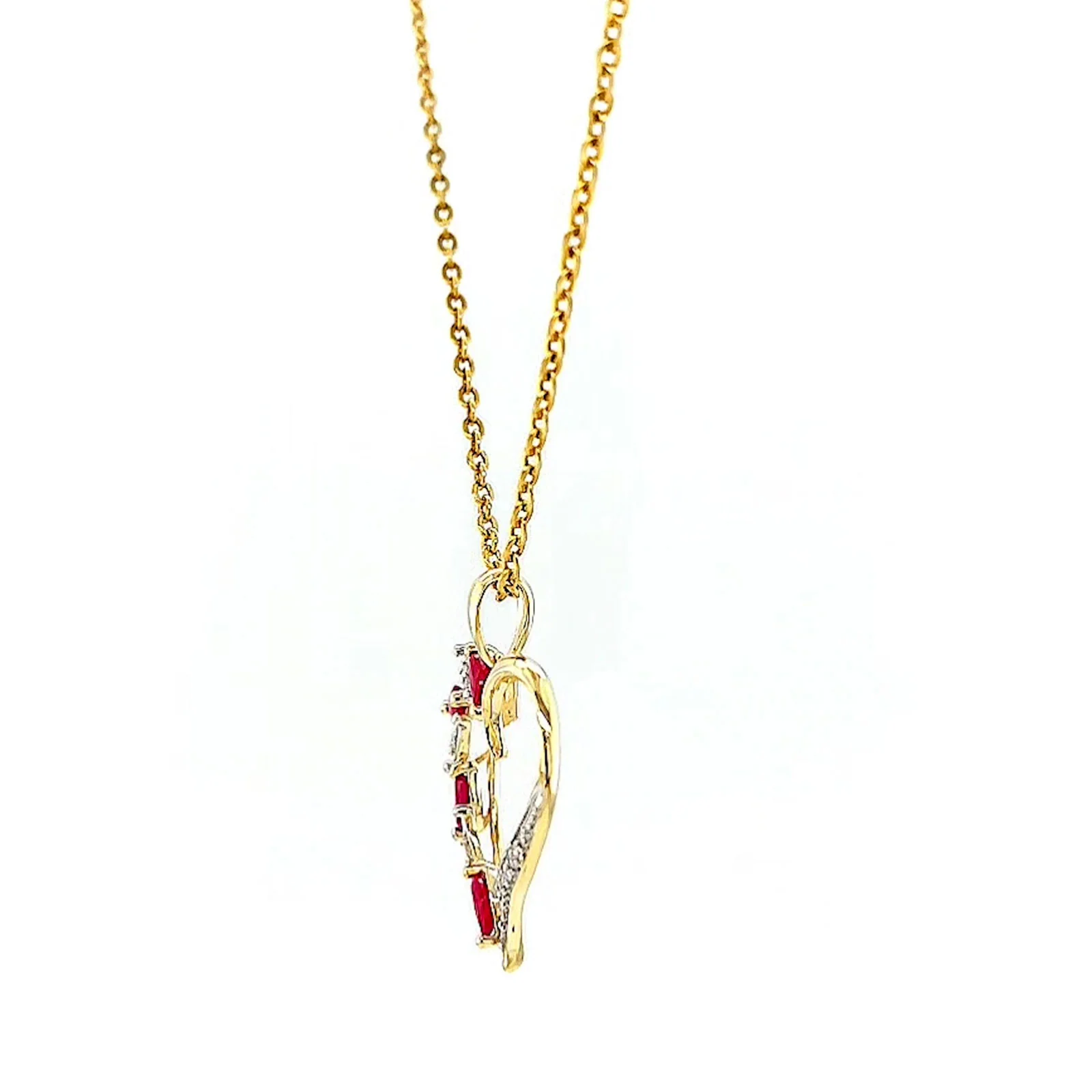 9ct Yellow Gold Marquise    Natural Ruby Diamond Set Pendant - Image 17