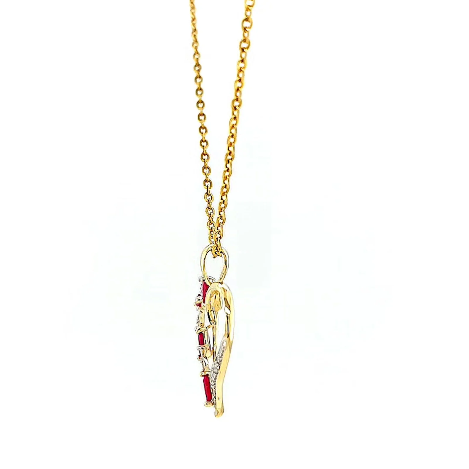 9ct Yellow Gold Marquise    Natural Ruby Diamond Set Pendant - Image 18
