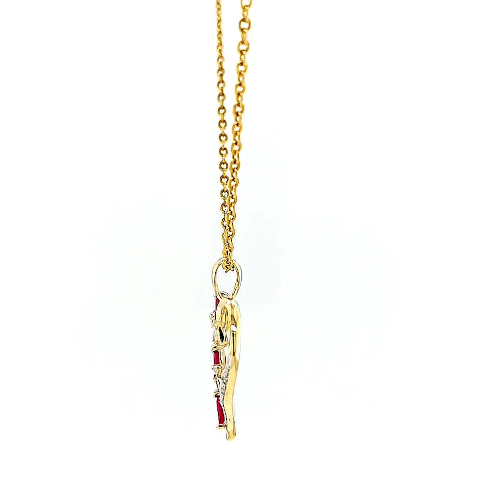 9ct Yellow Gold Marquise    Natural Ruby Diamond Set Pendant - Image 19