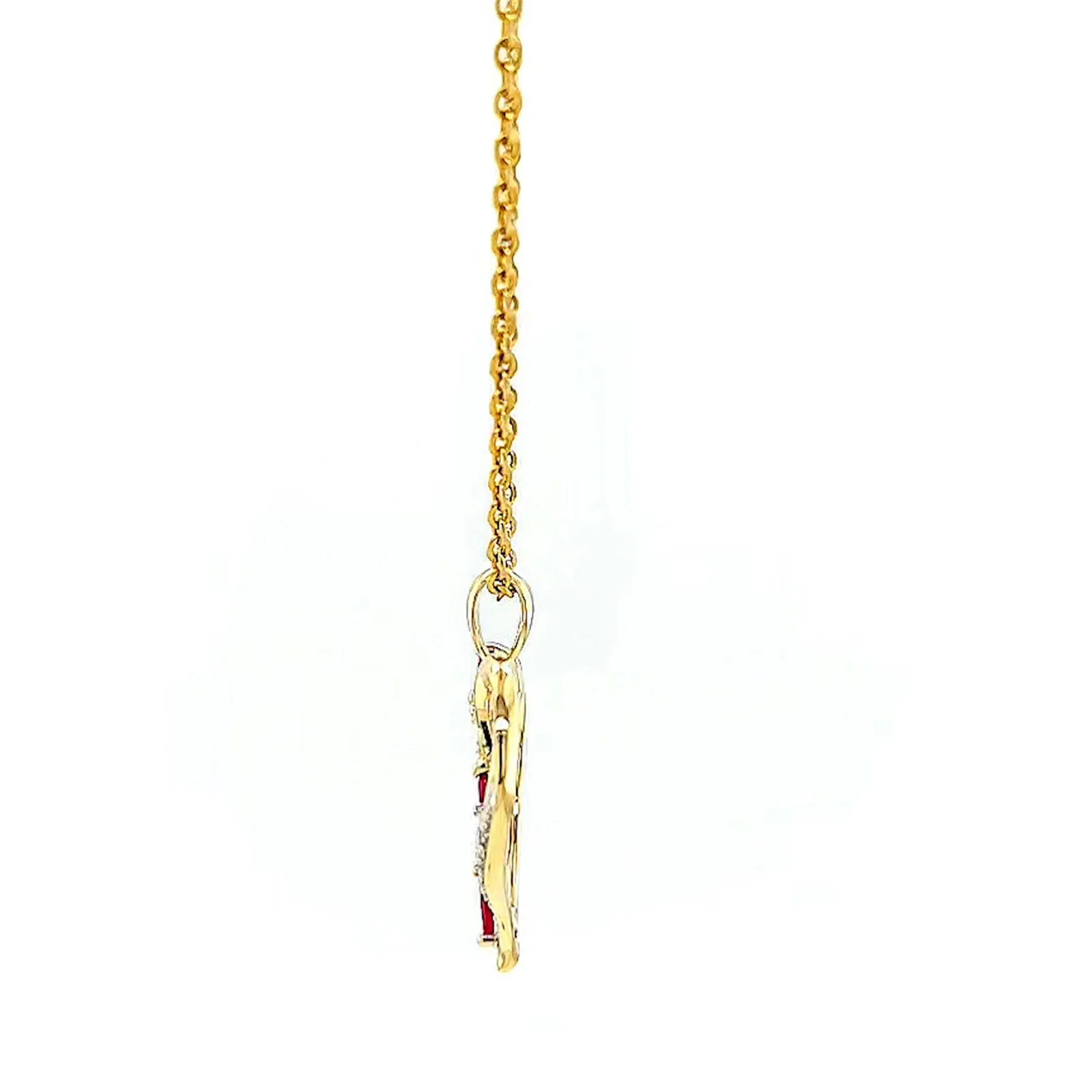 9ct Yellow Gold Marquise    Natural Ruby Diamond Set Pendant - Image 20