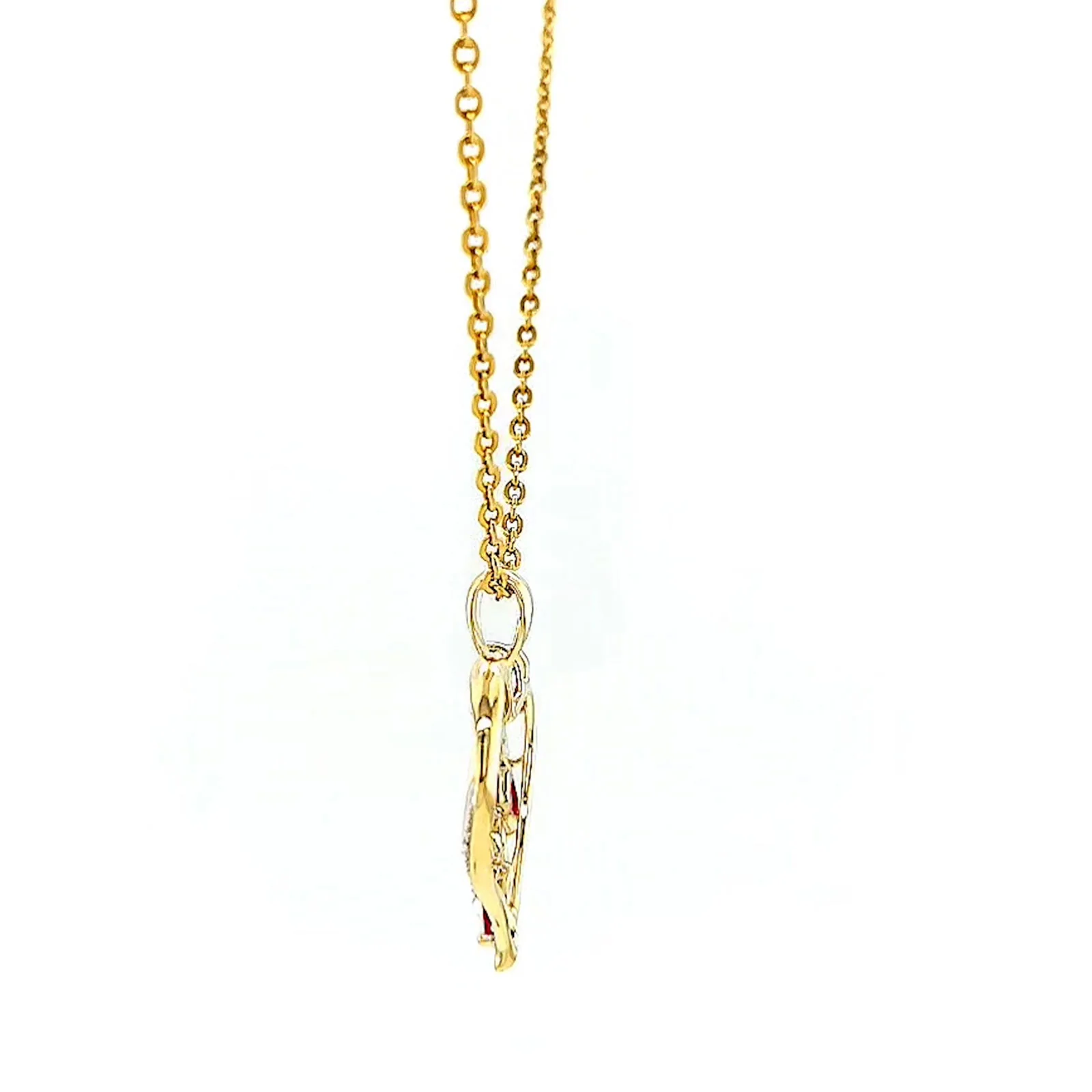 9ct Yellow Gold Marquise    Natural Ruby Diamond Set Pendant - Image 21
