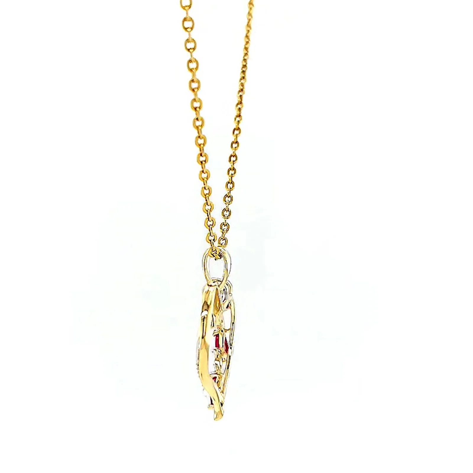 9ct Yellow Gold Marquise    Natural Ruby Diamond Set Pendant - Image 22