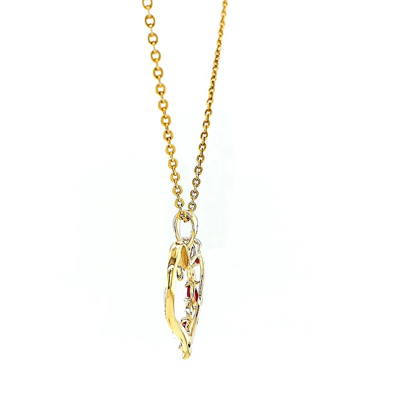 9ct Yellow Gold Marquise    Natural Ruby Diamond Set Pendant - Image 23