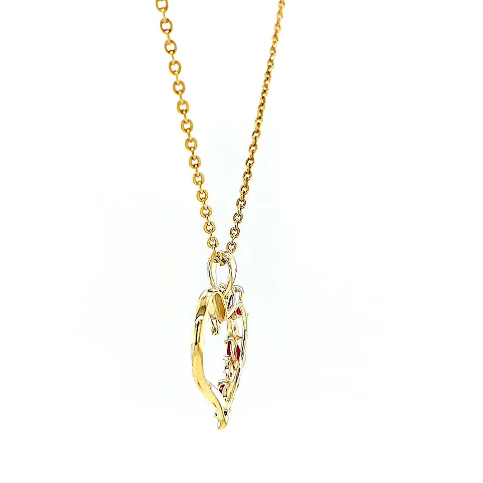 9ct Yellow Gold Marquise    Natural Ruby Diamond Set Pendant - Image 24