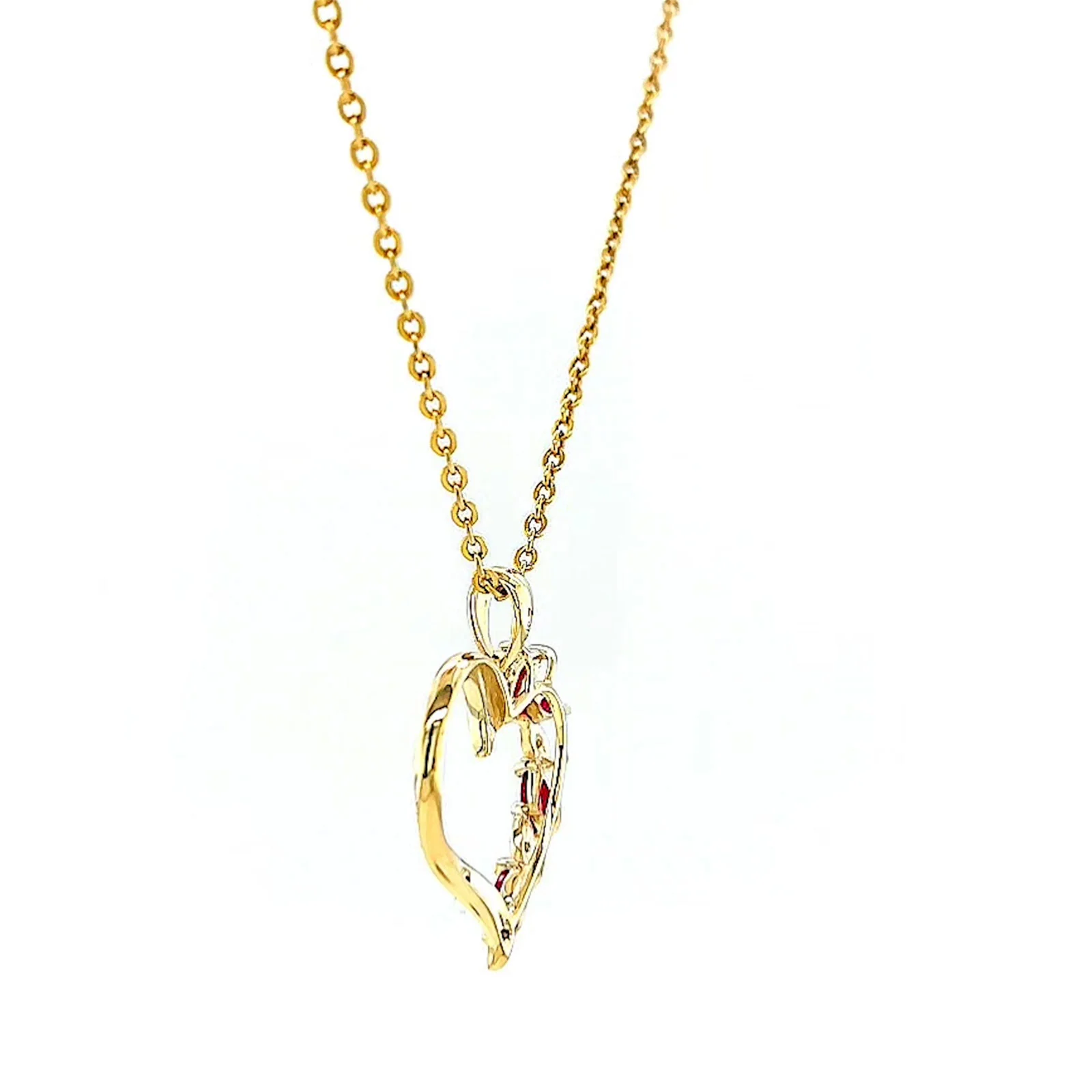 9ct Yellow Gold Marquise    Natural Ruby Diamond Set Pendant - Image 25