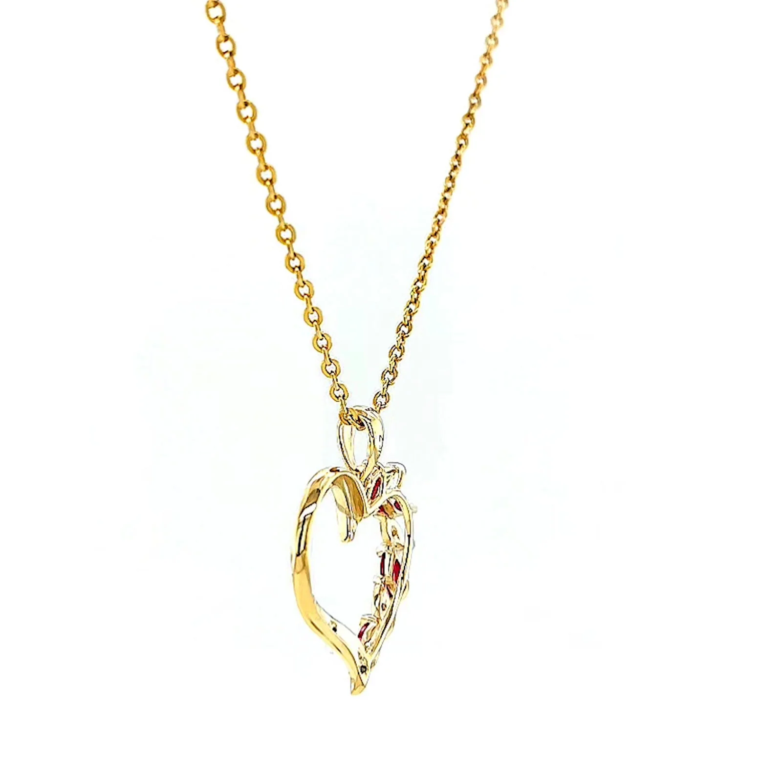 9ct Yellow Gold Marquise    Natural Ruby Diamond Set Pendant - Image 26