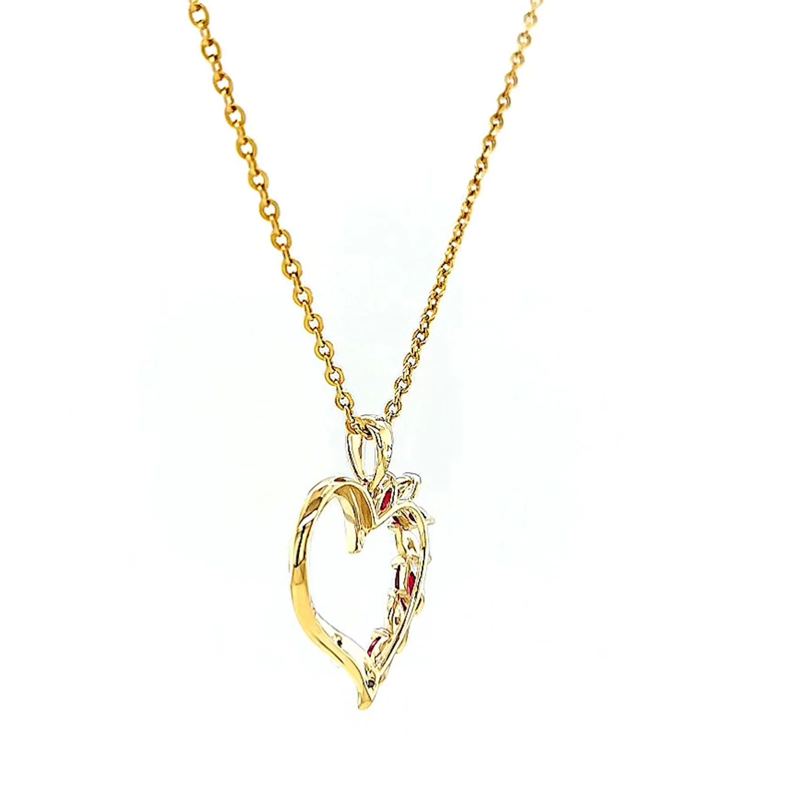 9ct Yellow Gold Marquise    Natural Ruby Diamond Set Pendant - Image 27