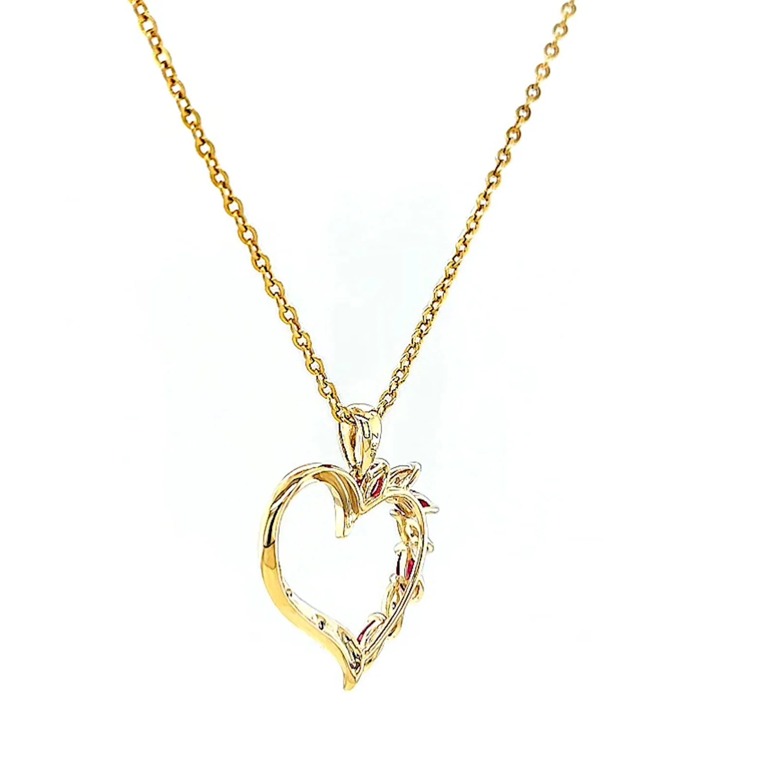 9ct Yellow Gold Marquise    Natural Ruby Diamond Set Pendant - Image 30