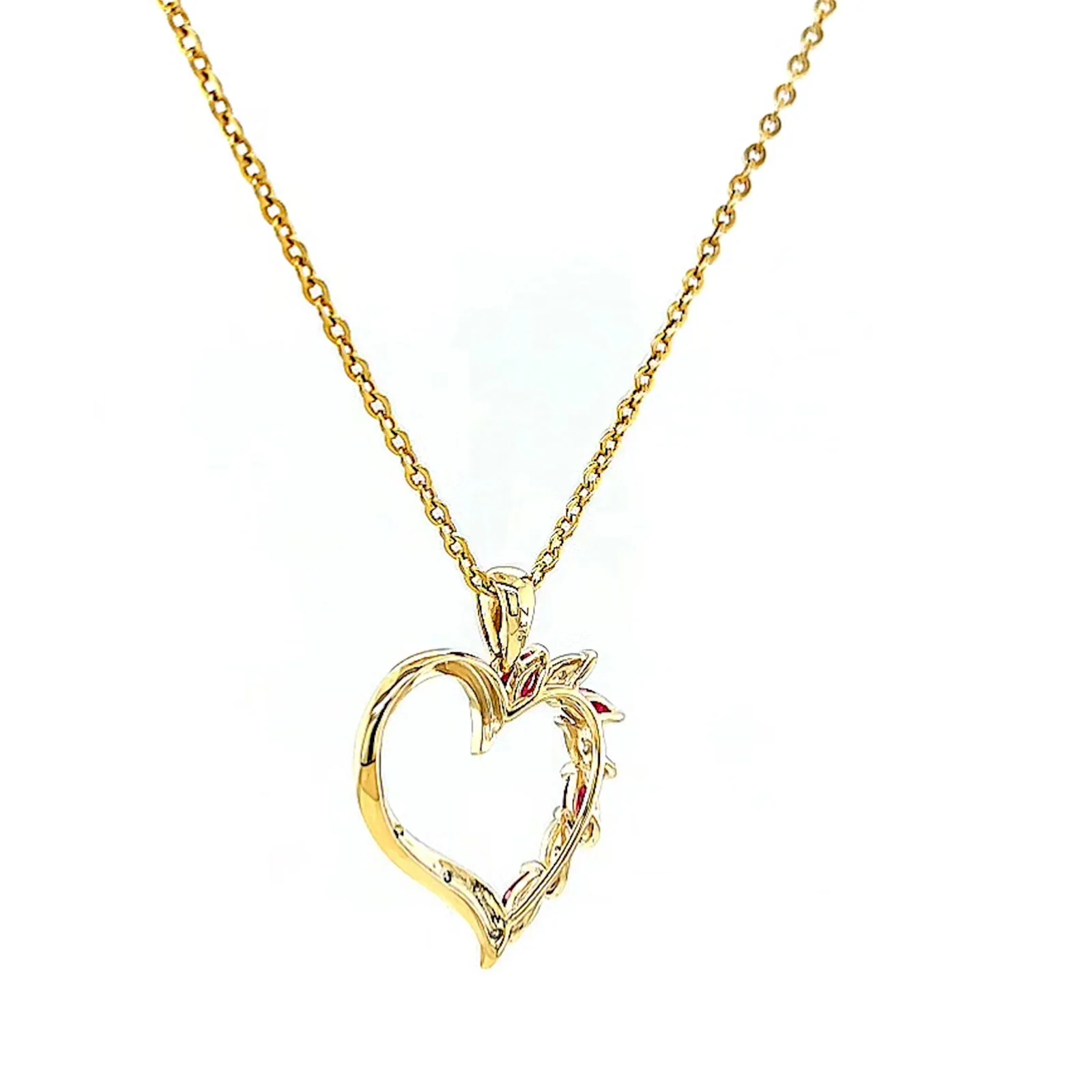 9ct Yellow Gold Marquise    Natural Ruby Diamond Set Pendant - Image 31