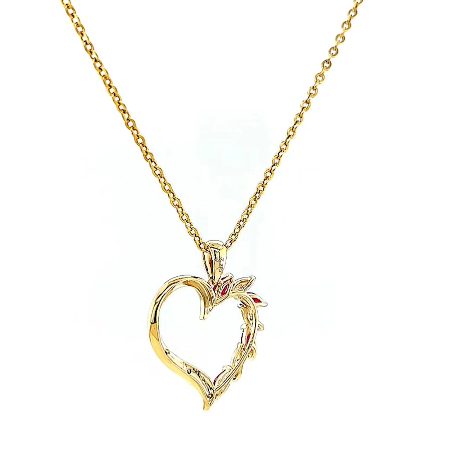 9ct Yellow Gold Marquise    Natural Ruby Diamond Set Pendant - Image 32