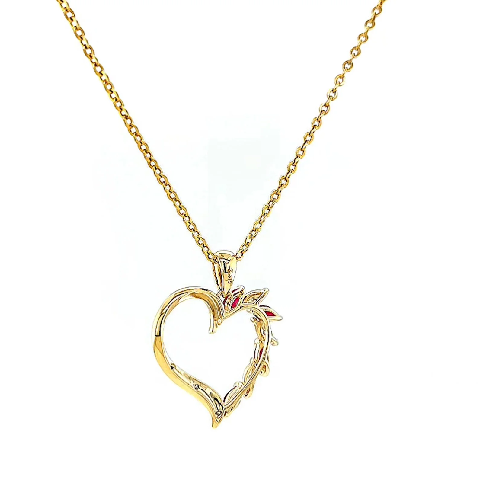 9ct Yellow Gold Marquise    Natural Ruby Diamond Set Pendant - Image 33
