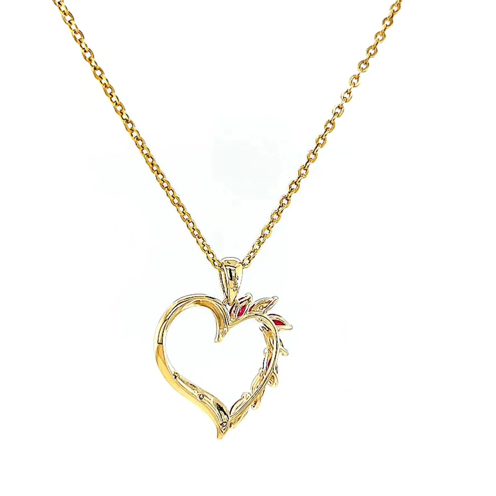 9ct Yellow Gold Marquise    Natural Ruby Diamond Set Pendant - Image 34